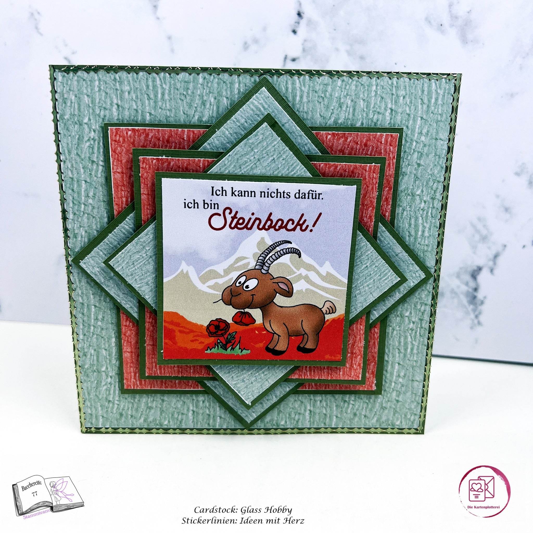 Plotterdatei Steinbock mit Mohn Sublimation, Digistamp, Digipaper ! - Sewando