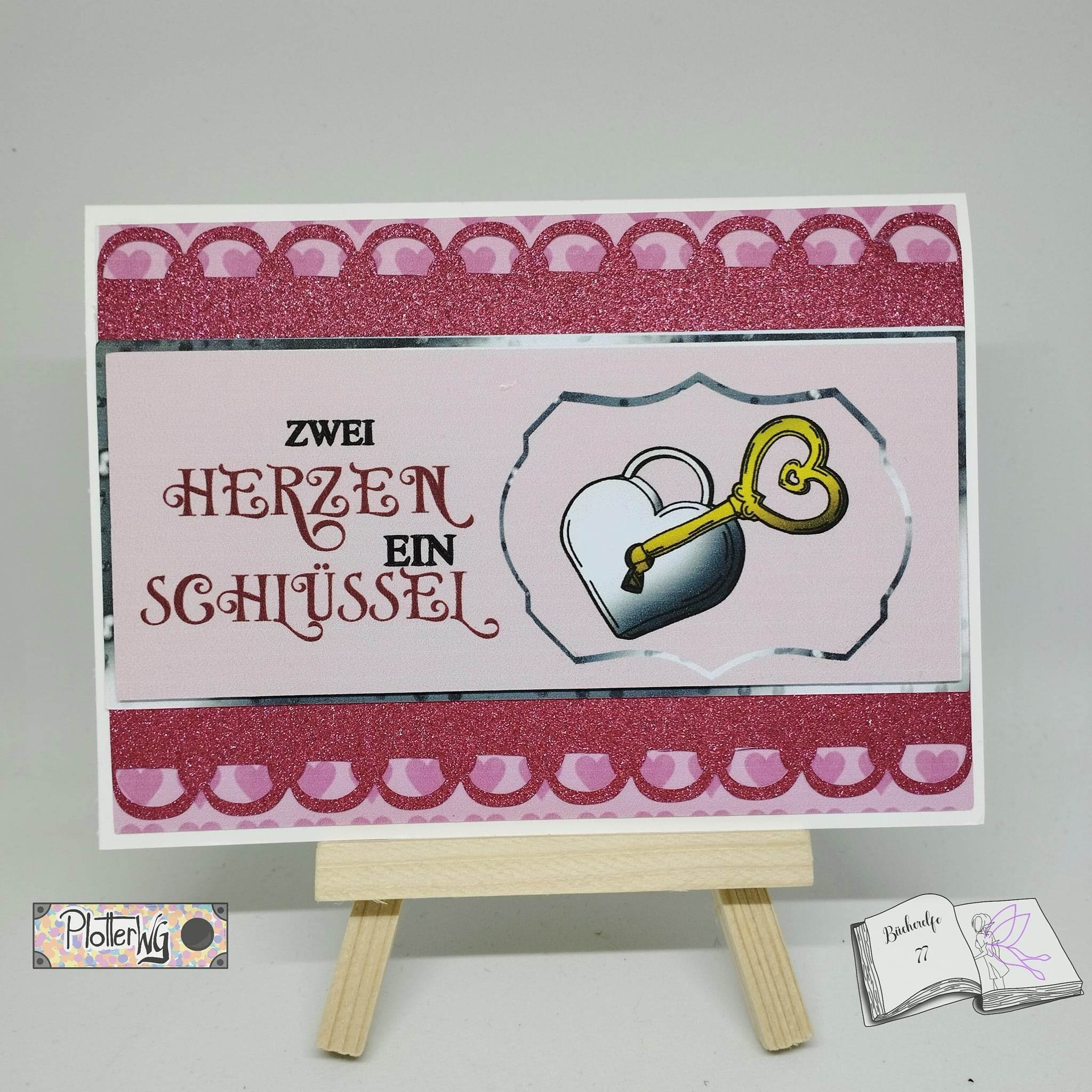 Digiset Herzschloss mit Schlüssel Plotterdatei, Sublimation, Digistamp, Digipaper - Sewando