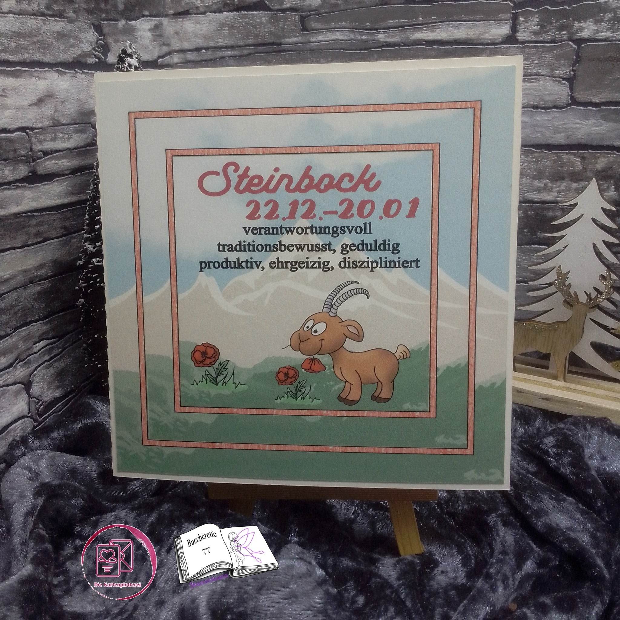 Plotterdatei Steinbock mit Mohn Sublimation, Digistamp, Digipaper - Sewando