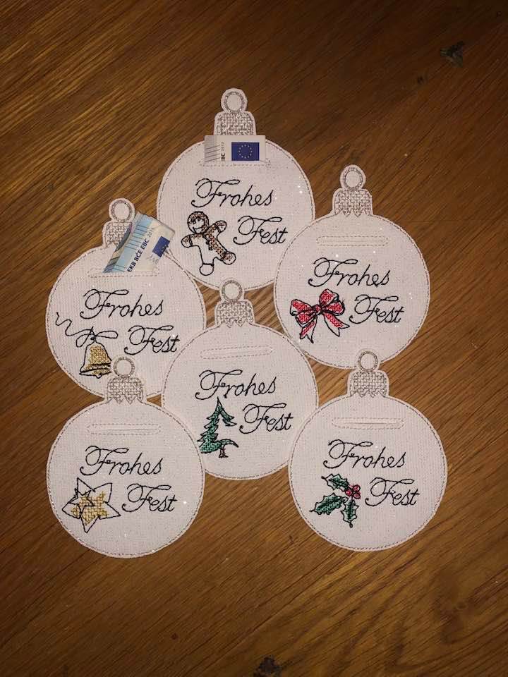 Stickdatei - Geldgeschenk Christbaumkugeln - Sewando
