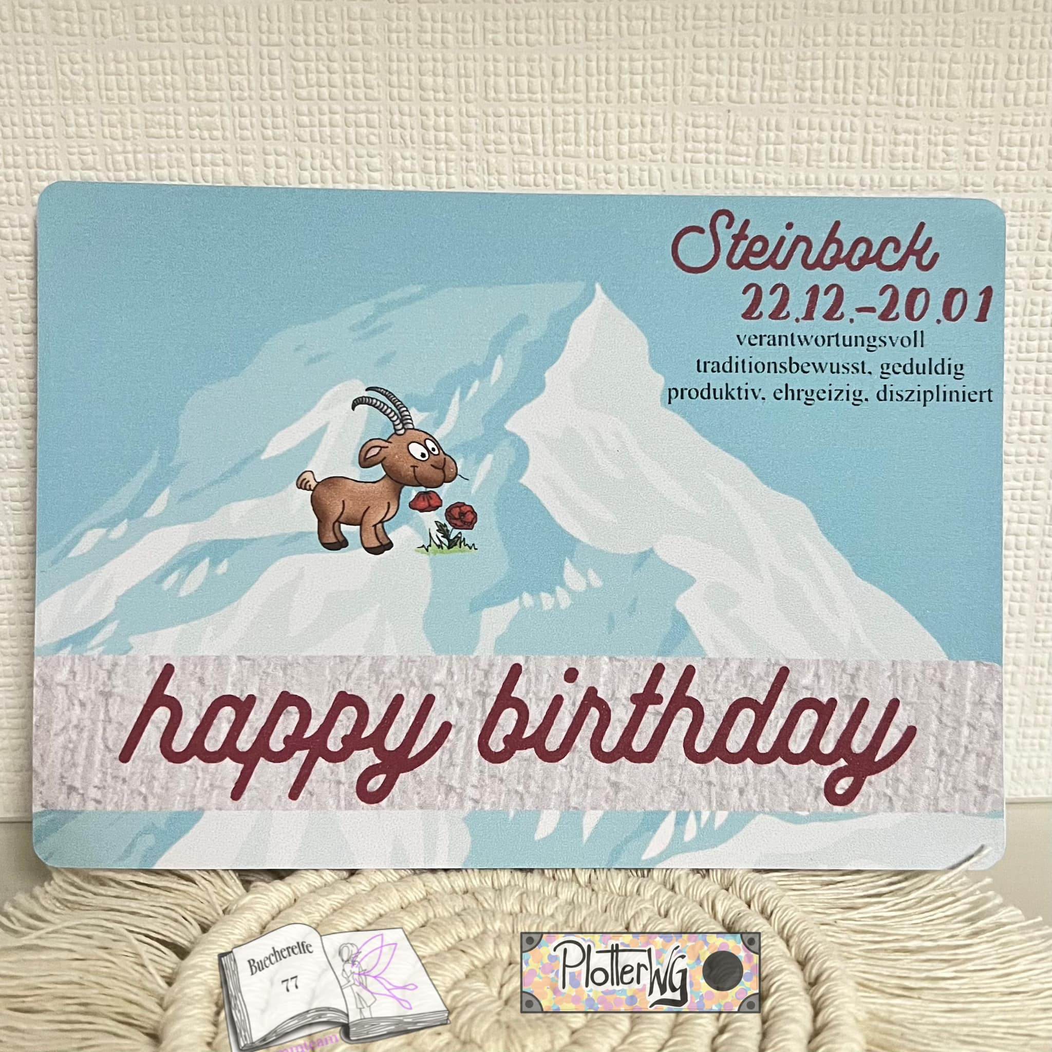 Plotterdatei Steinbock mit Mohn Sublimation, Digistamp, Digipaper ! - Sewando