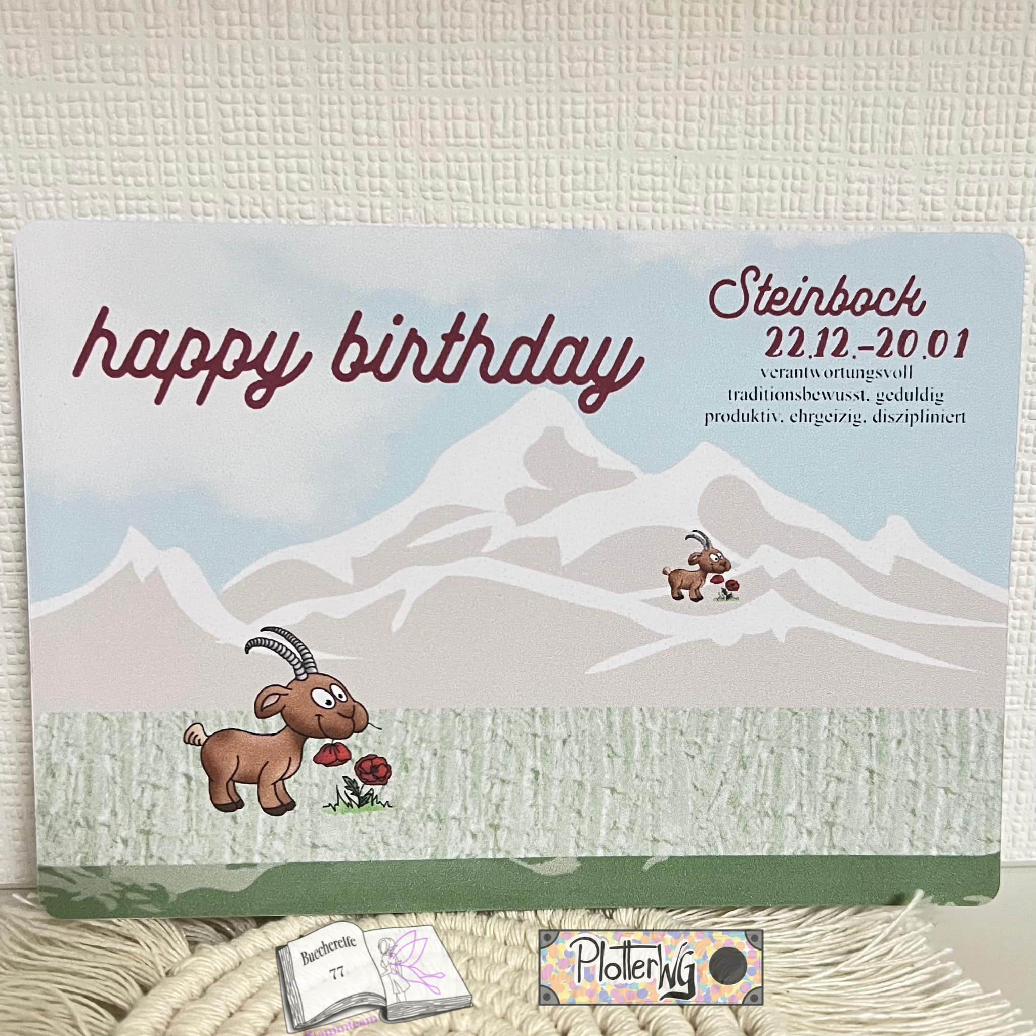 Plotterdatei Steinbock mit Mohn Sublimation, Digistamp, Digipaper ! - Sewando