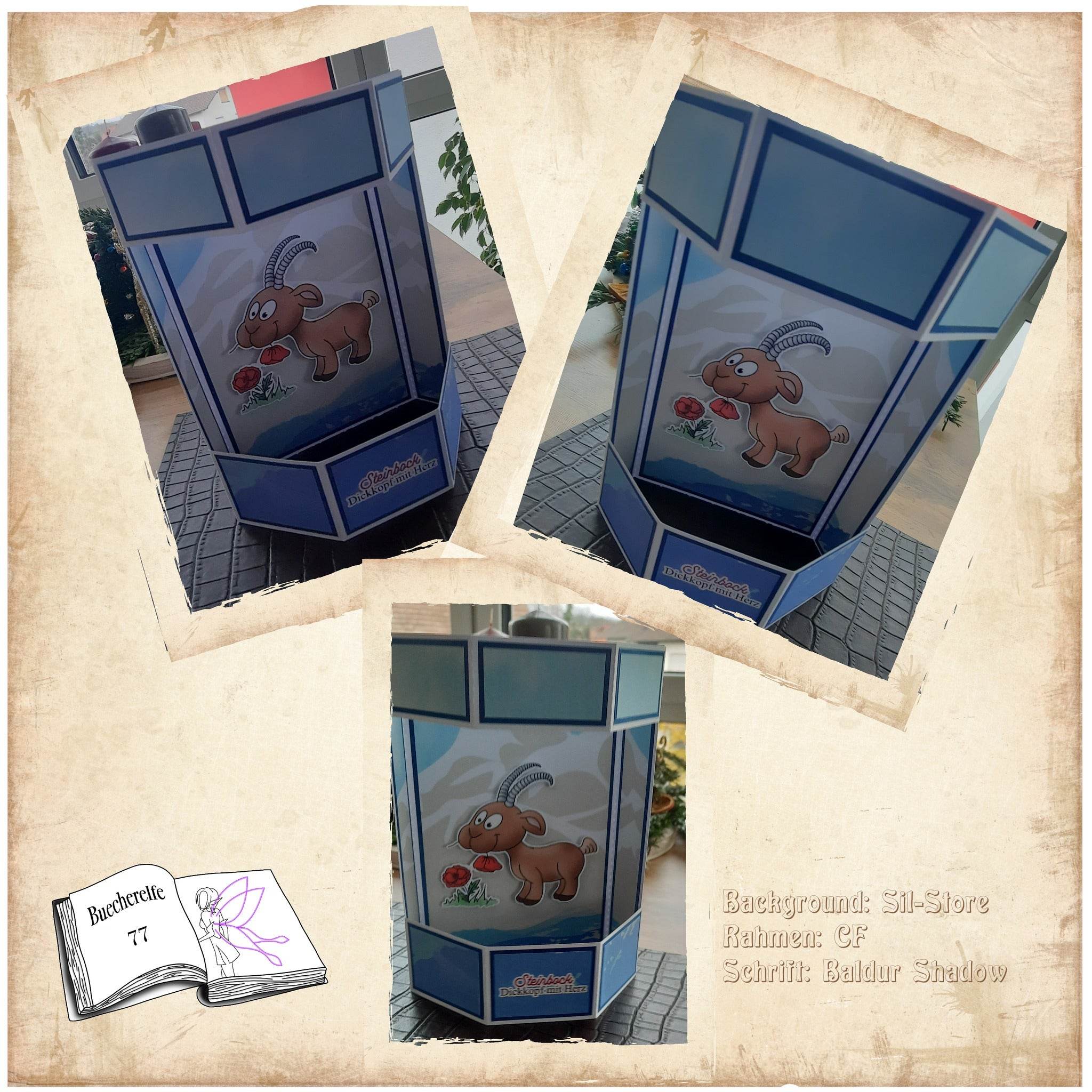 Plotterdatei Steinbock mit Mohn Sublimation, Digistamp, Digipaper ! - Sewando
