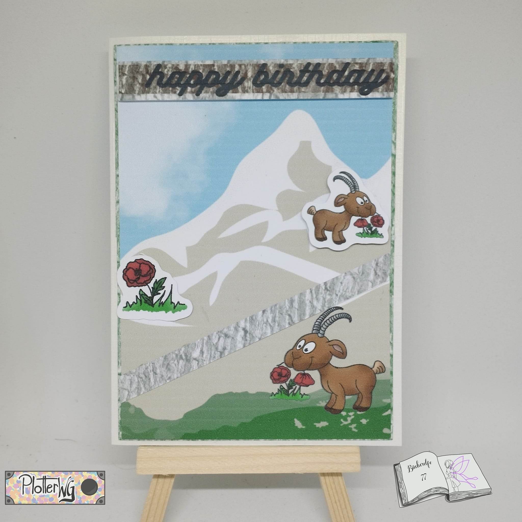 Plotterdatei Steinbock mit Mohn Sublimation, Digistamp, Digipaper ! - Sewando