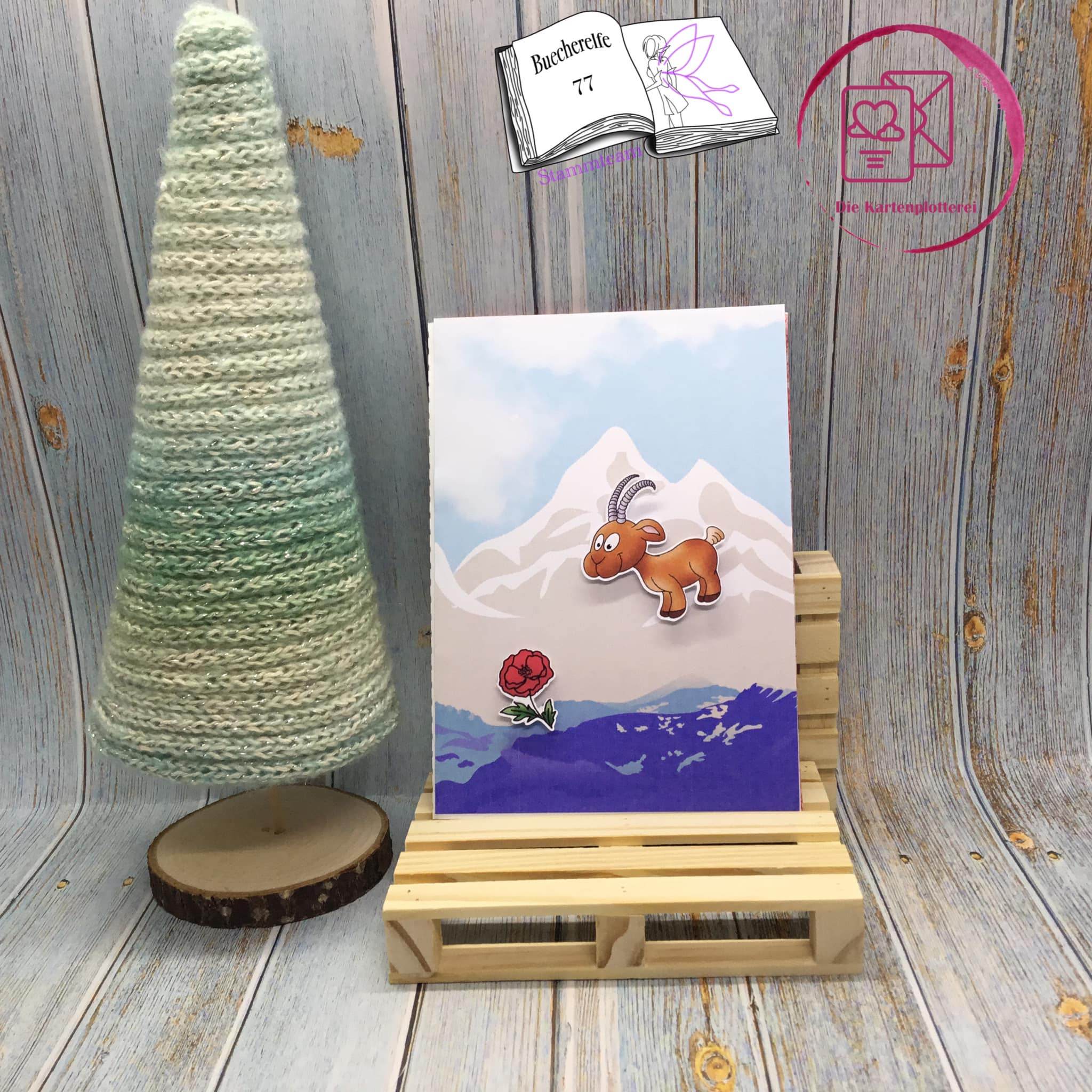 Plotterdatei Steinbock mit Mohn Sublimation, Digistamp, Digipaper ! - Sewando
