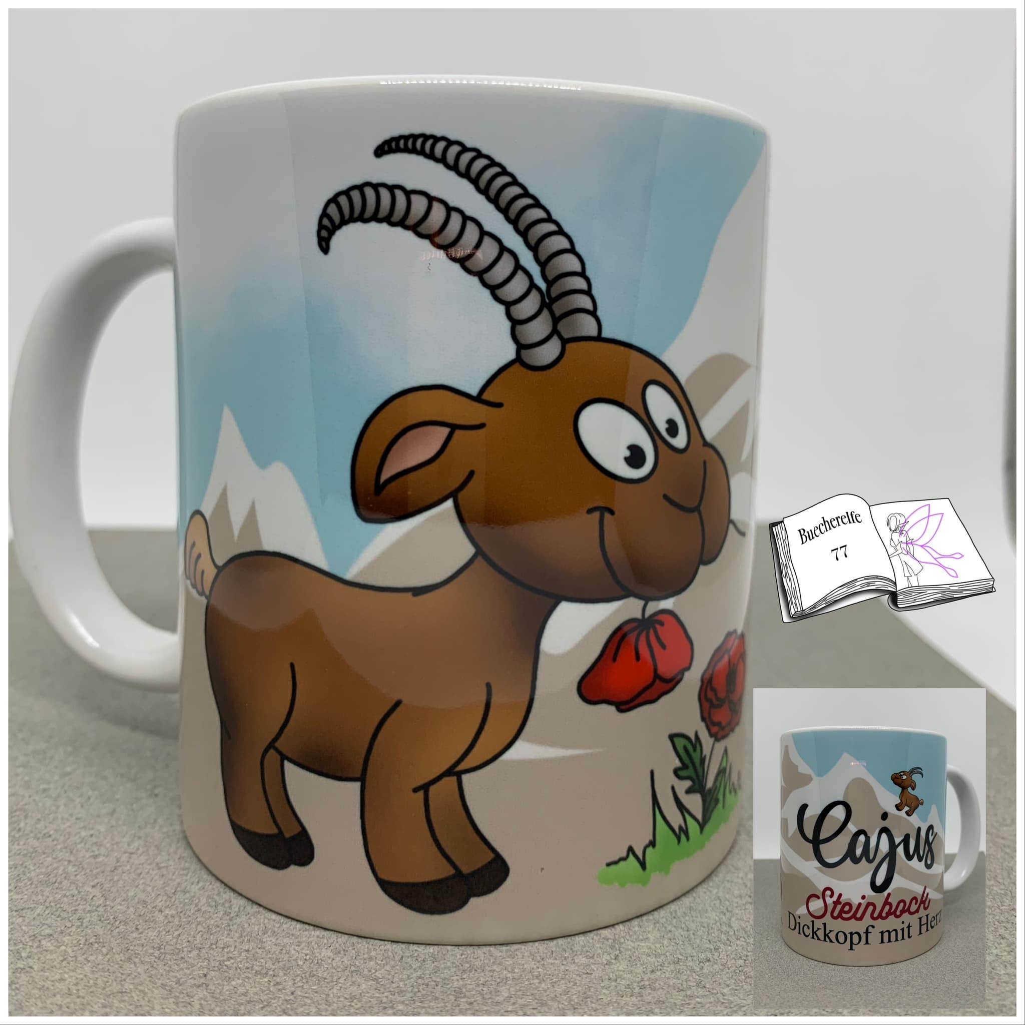 Plotterdatei Steinbock mit Mohn Sublimation, Digistamp, Digipaper ! - Sewando