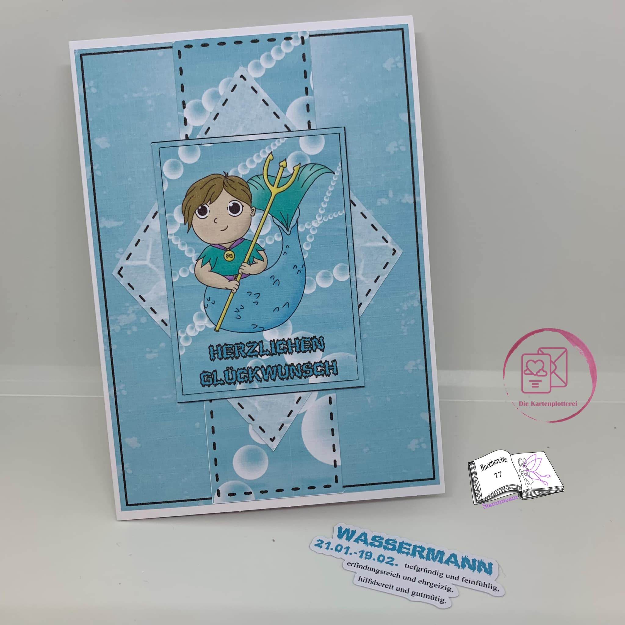 Plotterdatei Wassermann mit Anemone Sublimation, Digistamp, Digipaper ! - Sewando