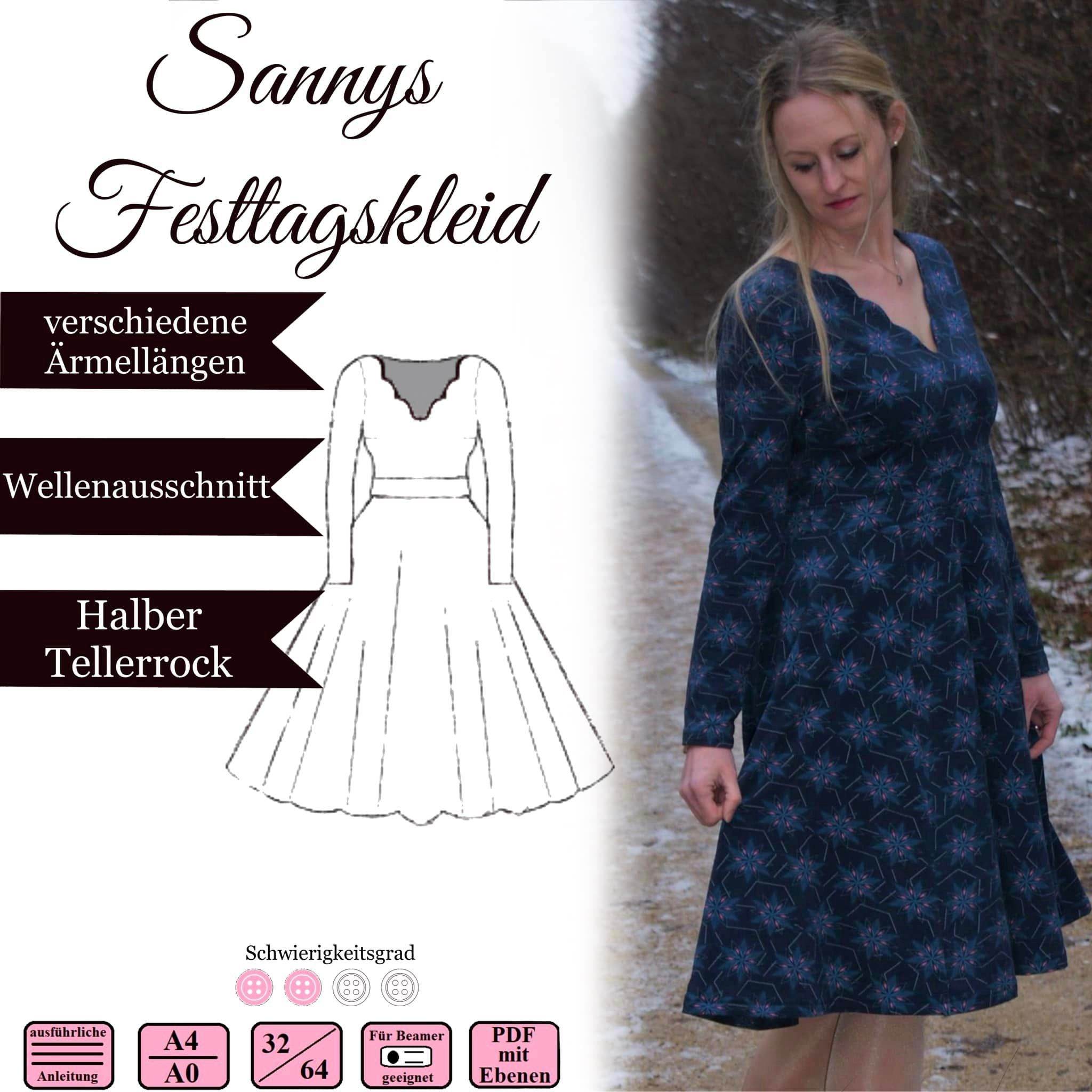 Sannys Festtagskleid – Gr 32-64 – EBook und Nähanleitung - Sewando