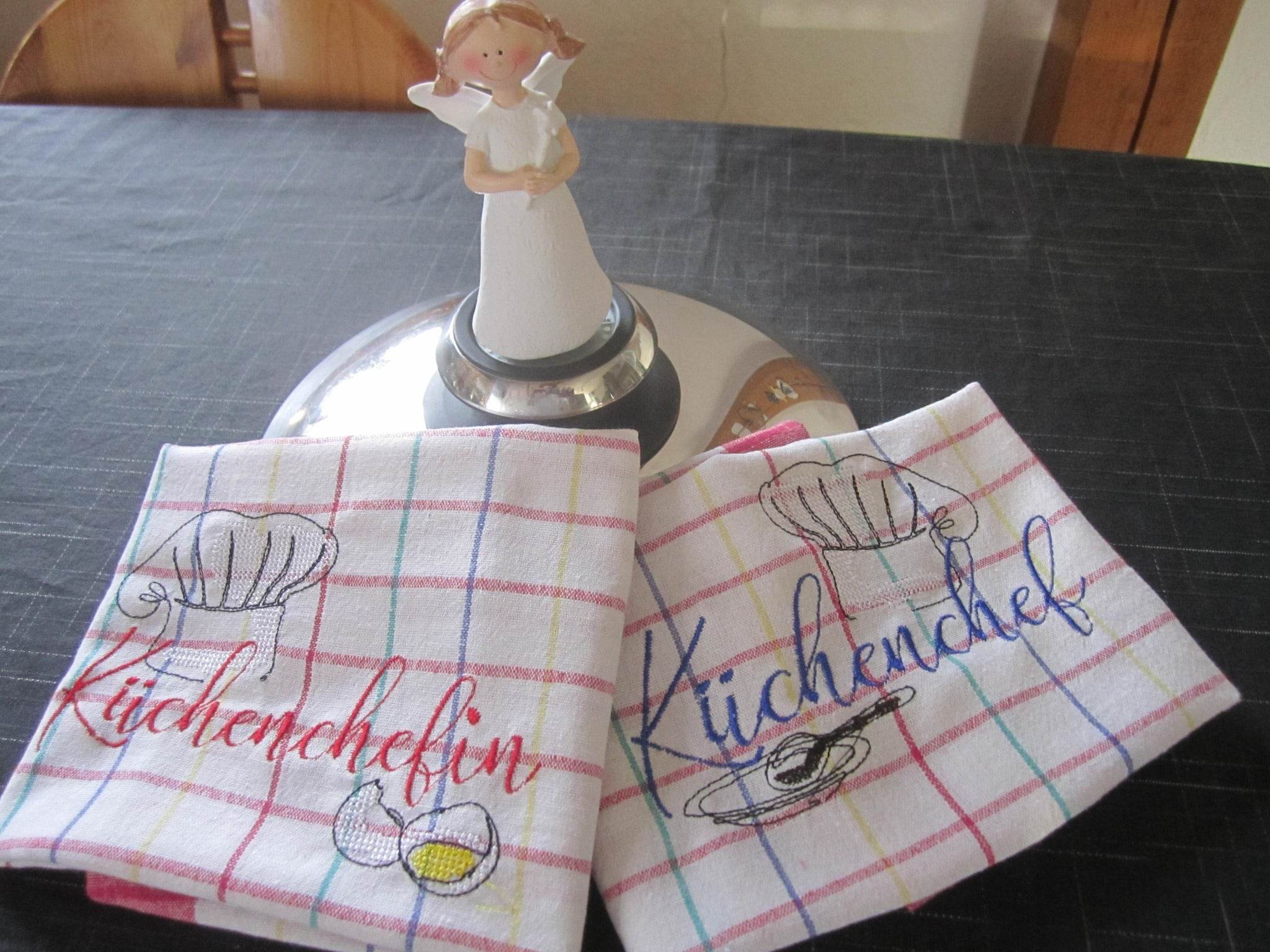 Stickdatei - 6 Motive für Schürzen / Geschirrtücher - Sewando