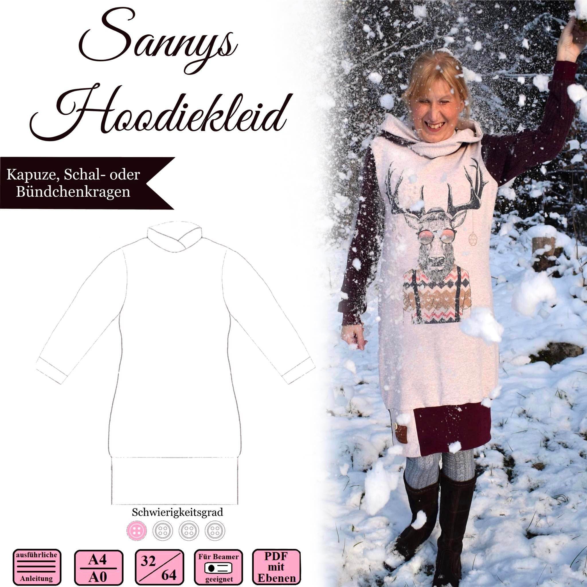 Sannys Hoodiekleid – Gr 32-64 – EBook und Nähanleitung - Sewando