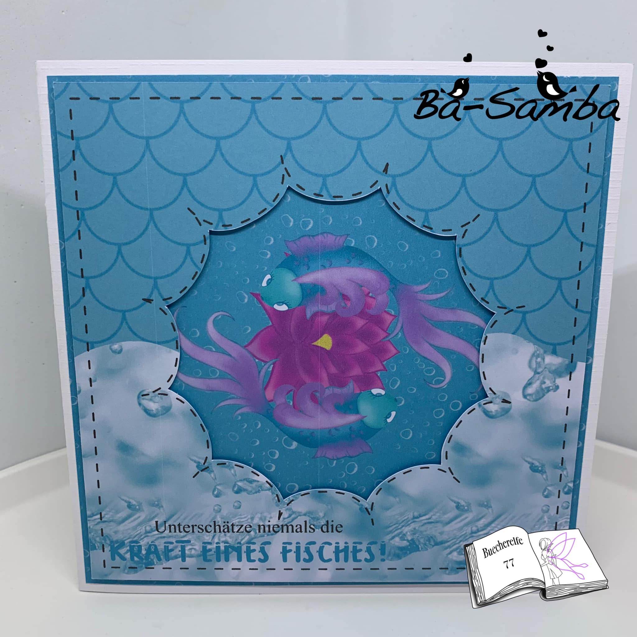 Plotterdatei Fische mit Seerose Sublimation, Digistamp, Digipaper - Sewando