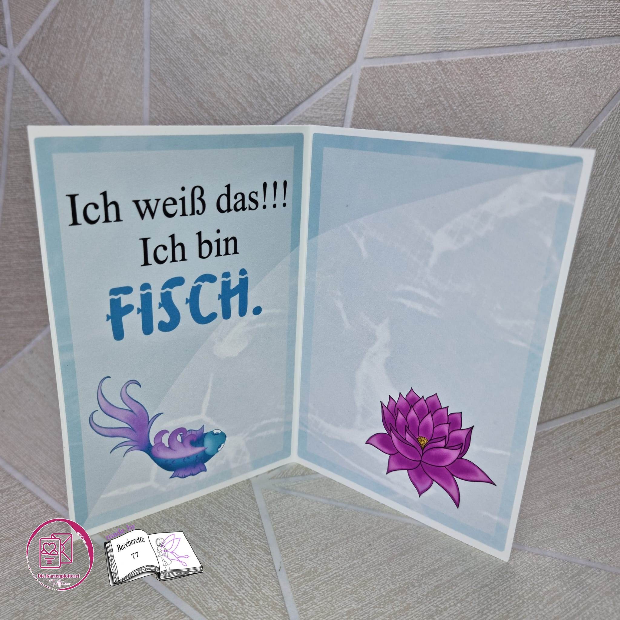 Plotterdatei Fische mit Seerose Sublimation, Digistamp, Digipaper - Sewando