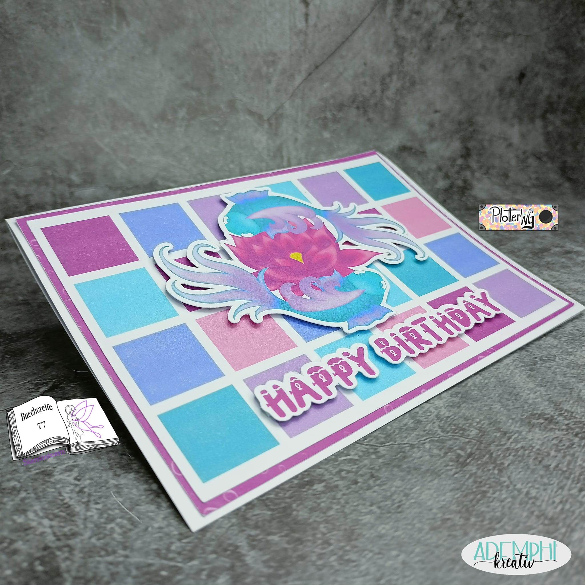 Plotterdatei Fische mit Seerose Sublimation, Digistamp, Digipaper - Sewando