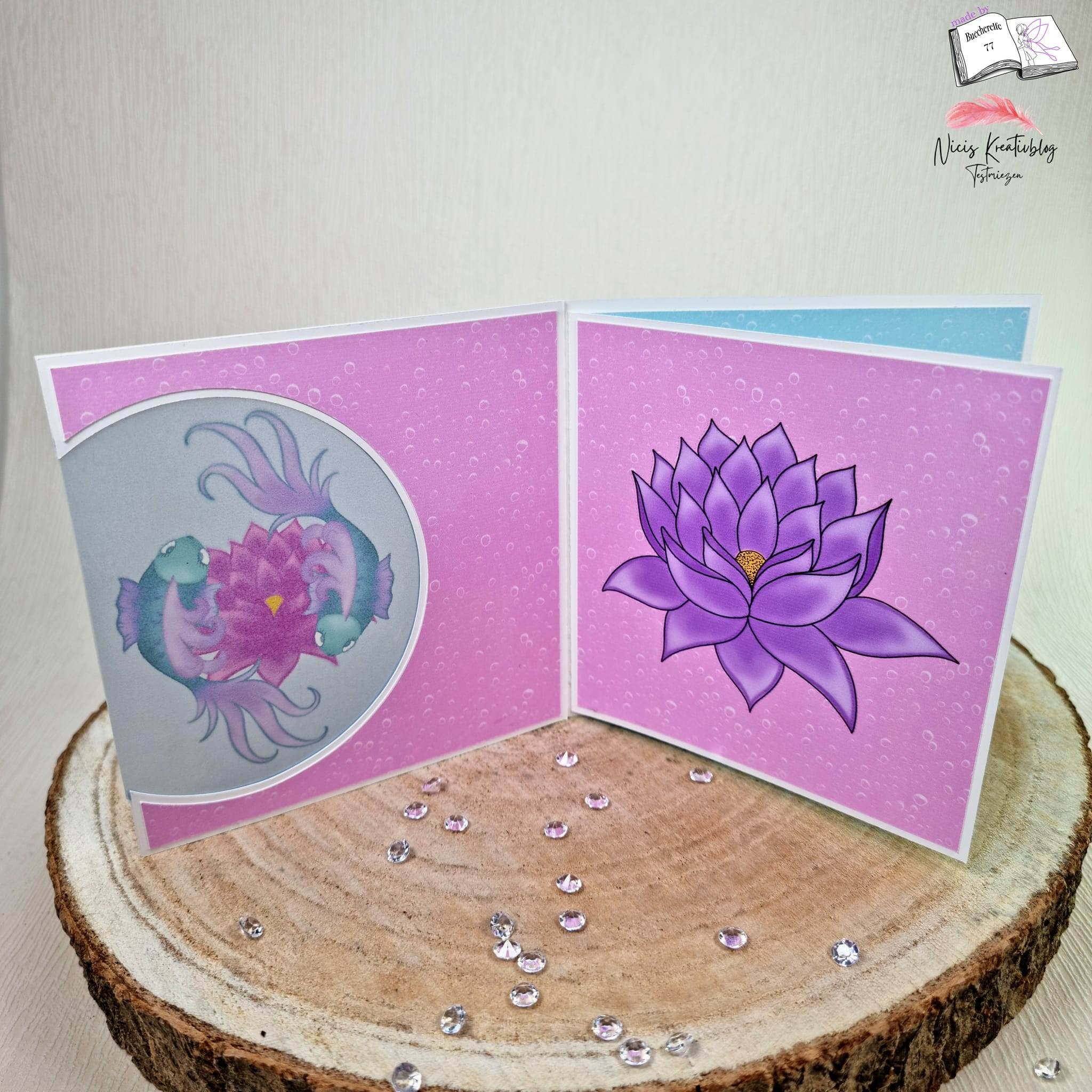 Plotterdatei Fische mit Seerose Sublimation, Digistamp, Digipaper - Sewando