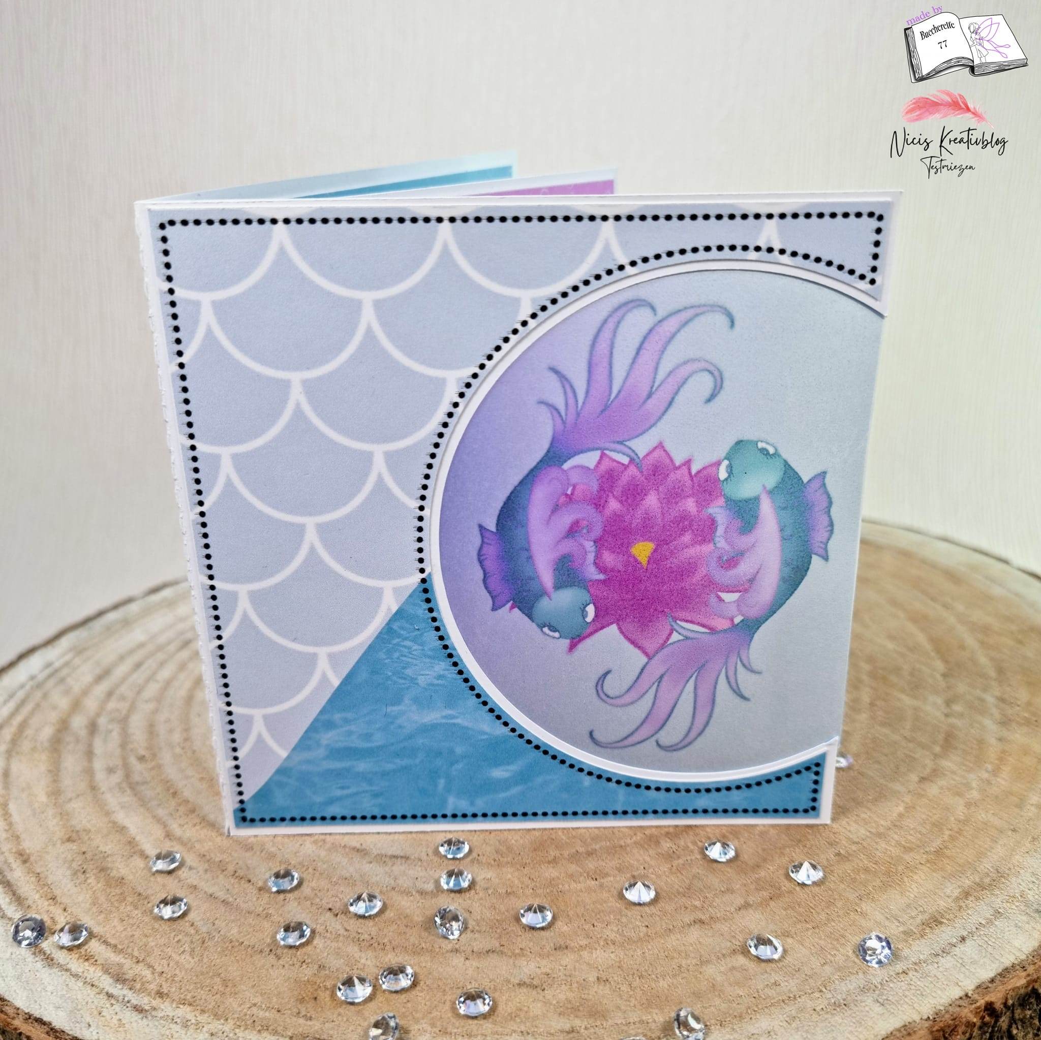 Plotterdatei Fische mit Seerose Sublimation, Digistamp, Digipaper - Sewando