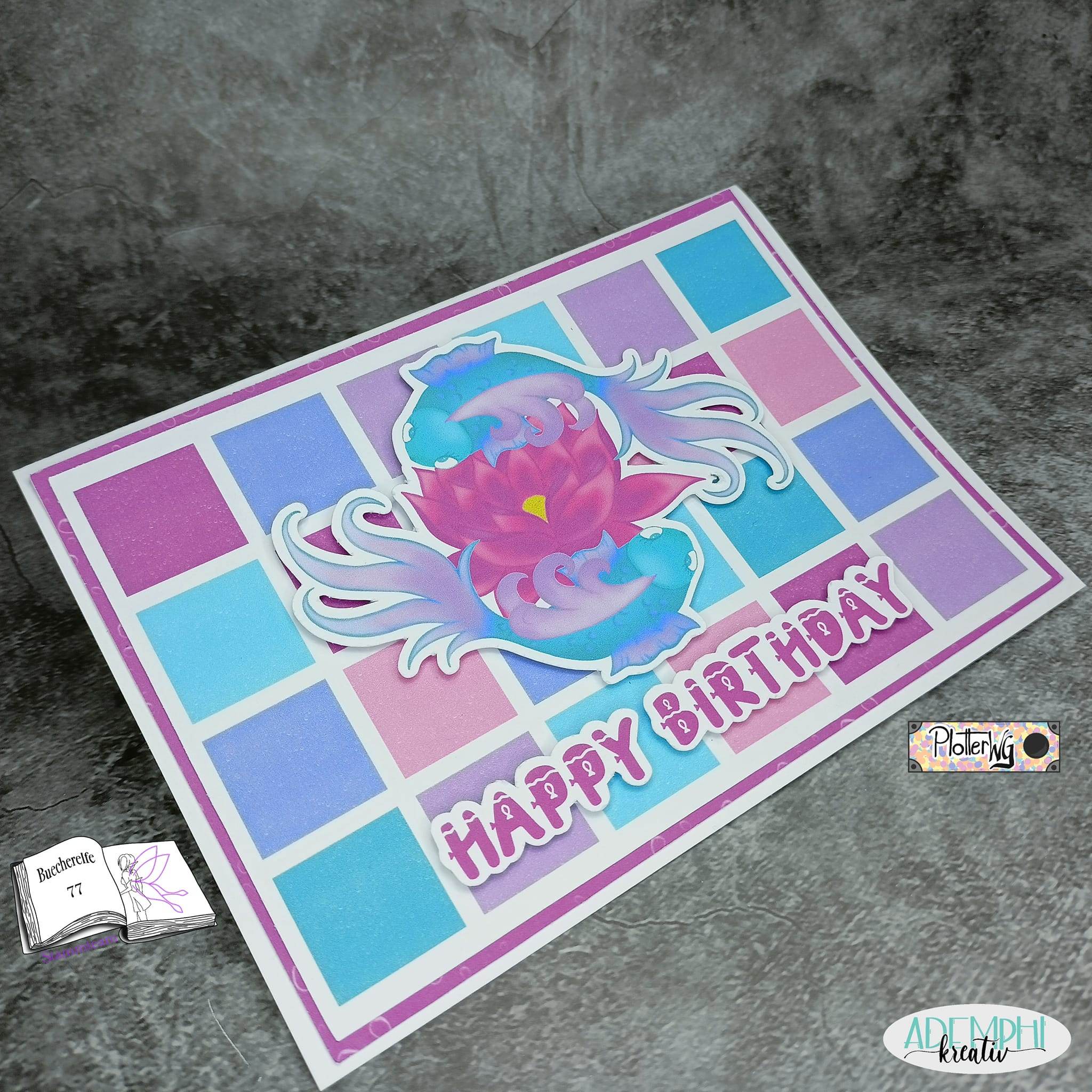 Plotterdatei Fische mit Seerose Sublimation, Digistamp, Digipaper - Sewando