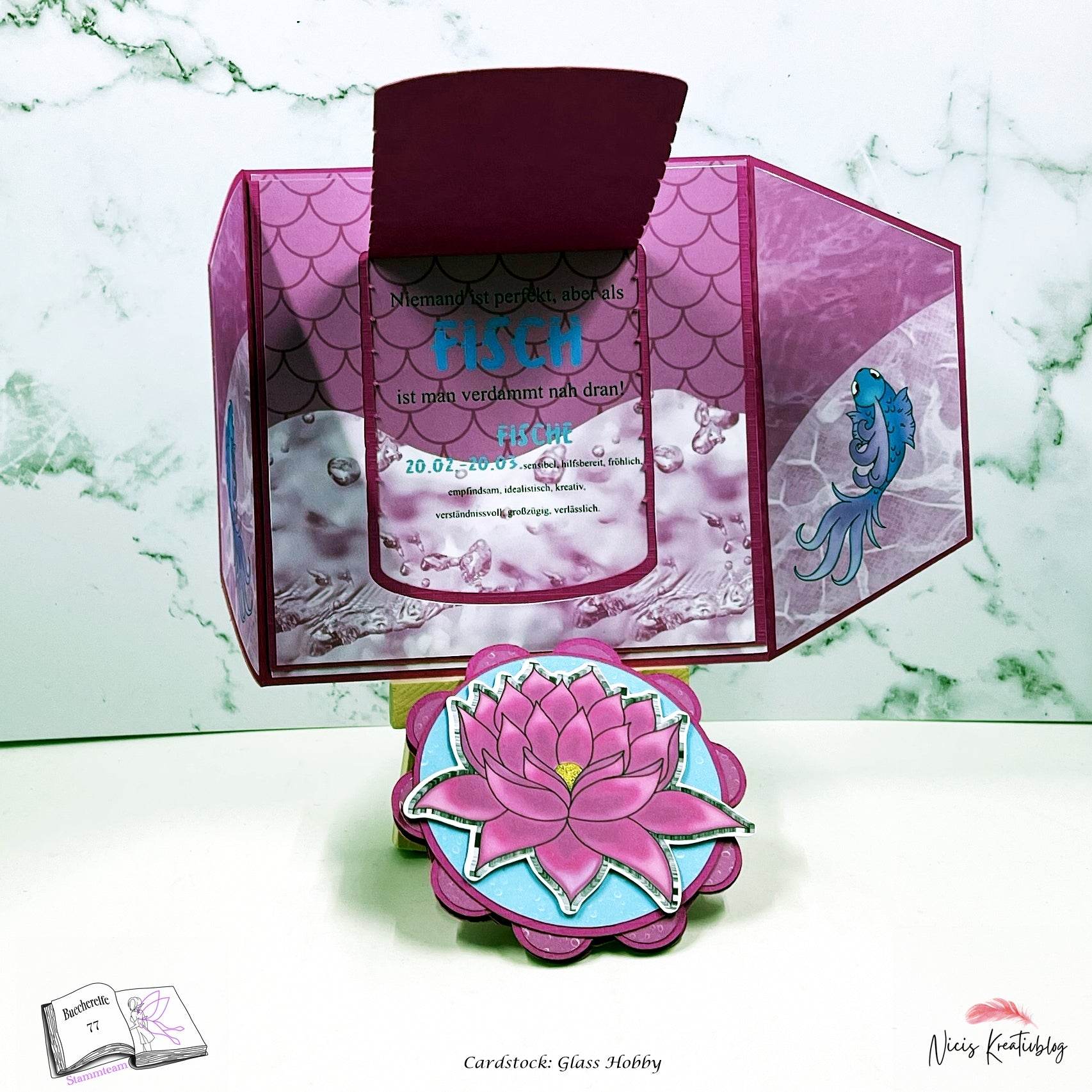 Plotterdatei Fische mit Seerose Sublimation, Digistamp, Digipaper - Sewando