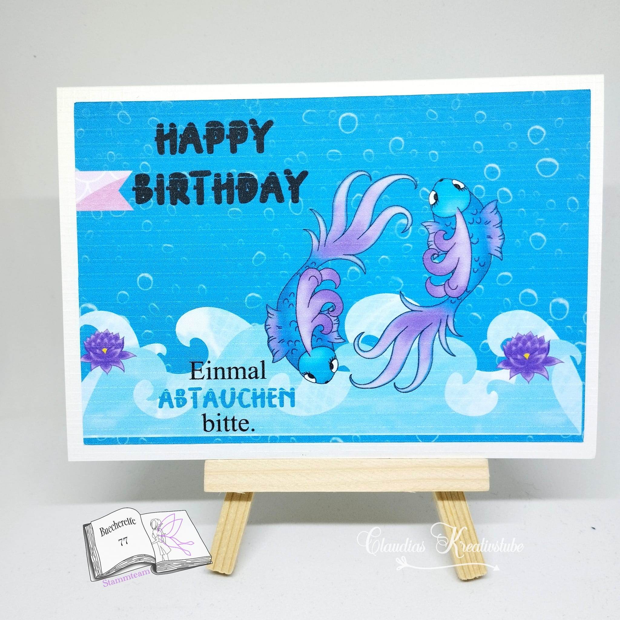 Plotterdatei Fische mit Seerose Sublimation, Digistamp, Digipaper - Sewando