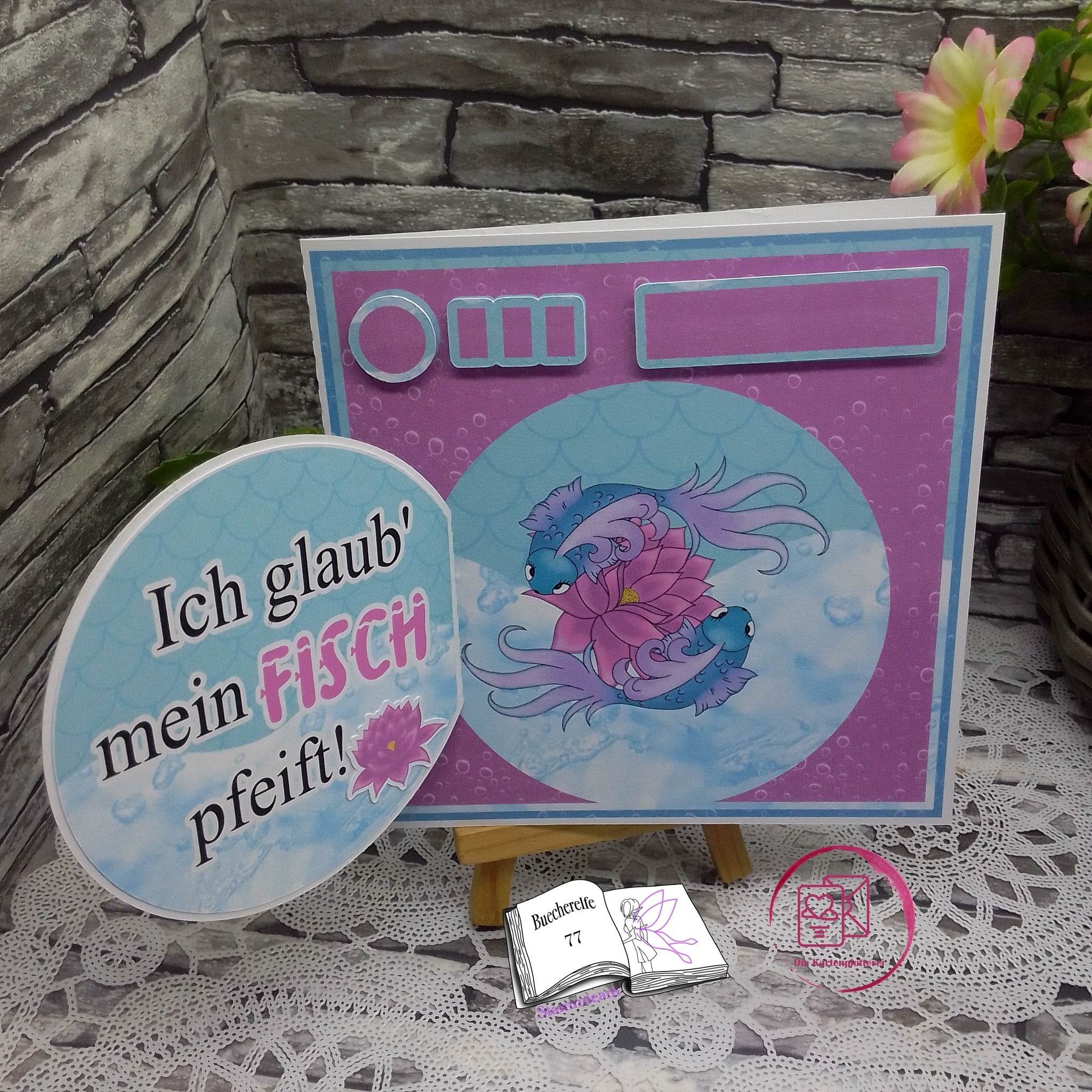 Plotterdatei Fische mit Seerose Sublimation, Digistamp, Digipaper - Sewando