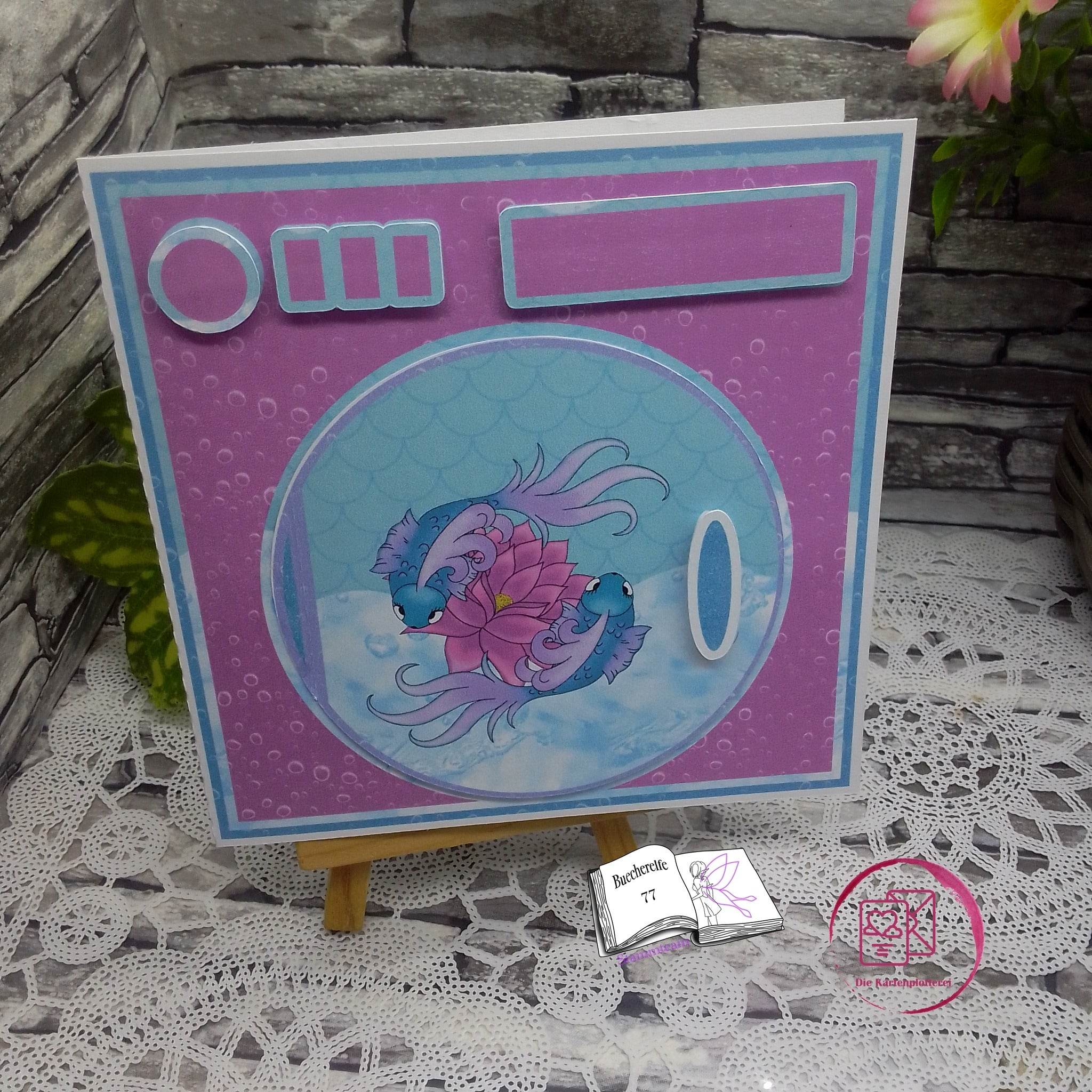 Plotterdatei Fische mit Seerose Sublimation, Digistamp, Digipaper - Sewando