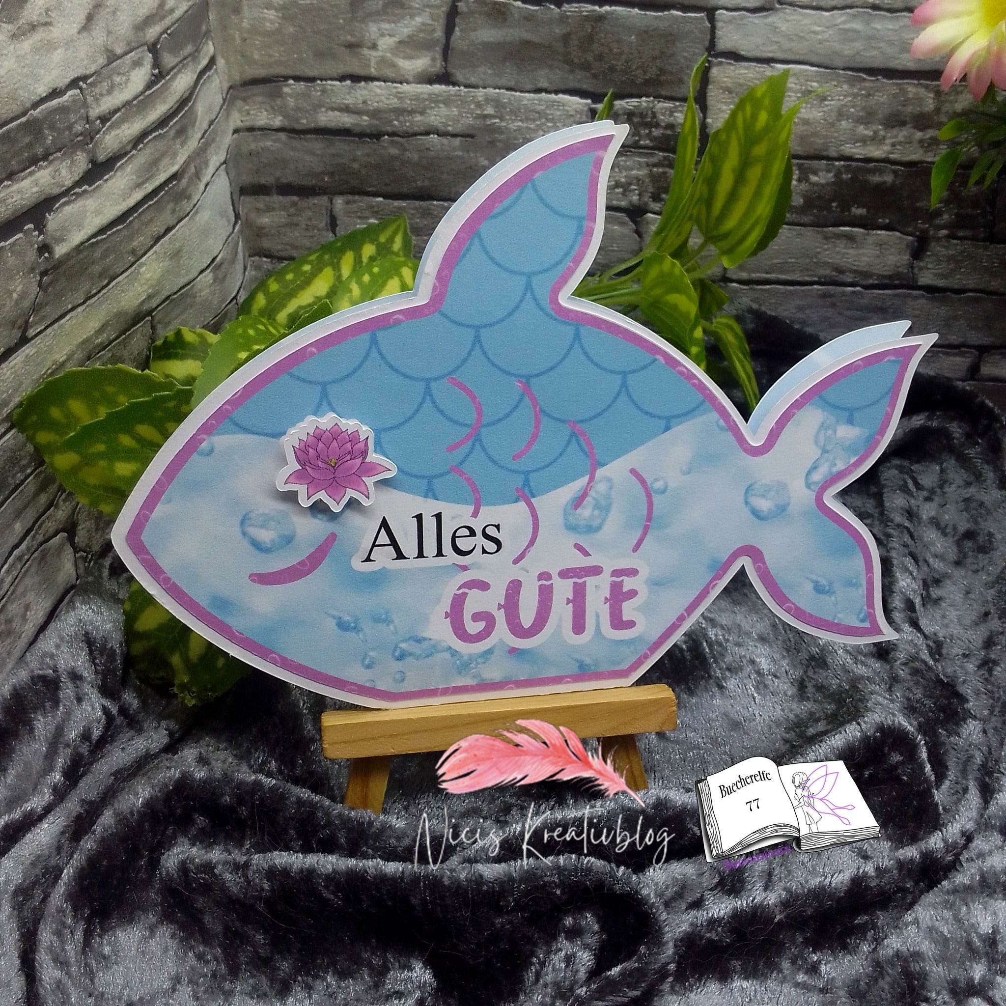 Plotterdatei Fische mit Seerose Sublimation, Digistamp, Digipaper - Sewando