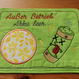 Stickdatei - Mugrug "Außer Betrieb - Akku leer"