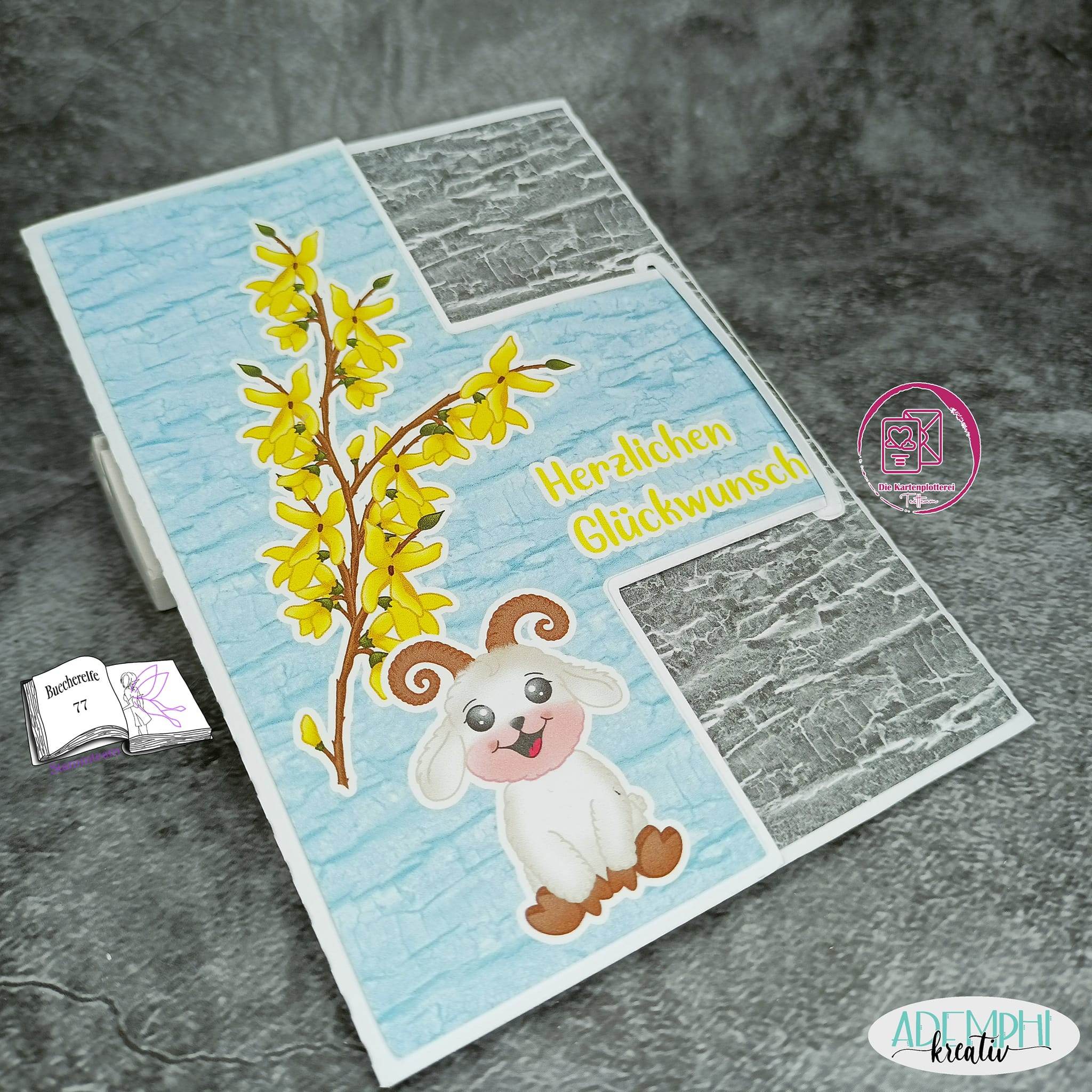 Plotterdatei Widder Willi mit Forsythie Sublimation, Digistamp, Digipaper ! - Sewando