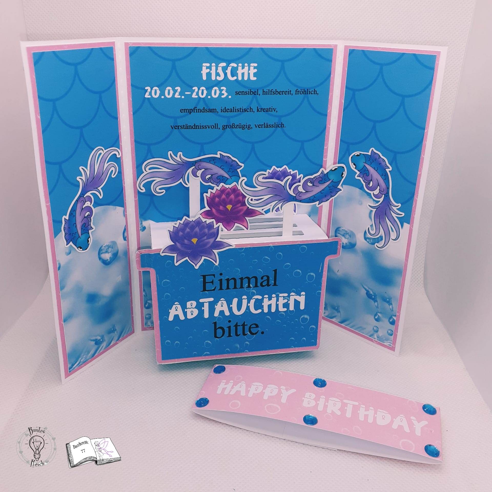 Plotterdatei Fische mit Seerose Sublimation, Digistamp, Digipaper - Sewando