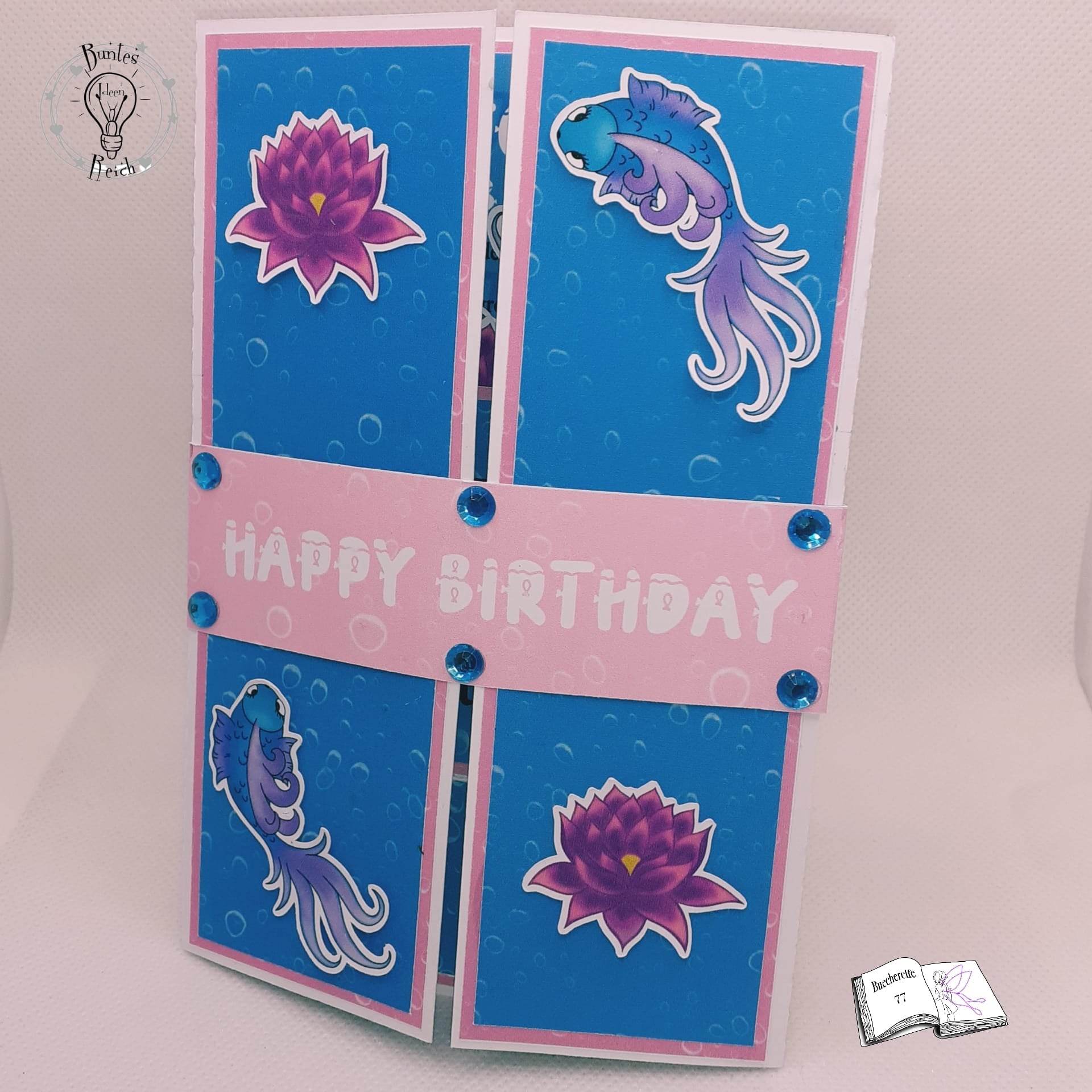 Plotterdatei Fische mit Seerose Sublimation, Digistamp, Digipaper - Sewando