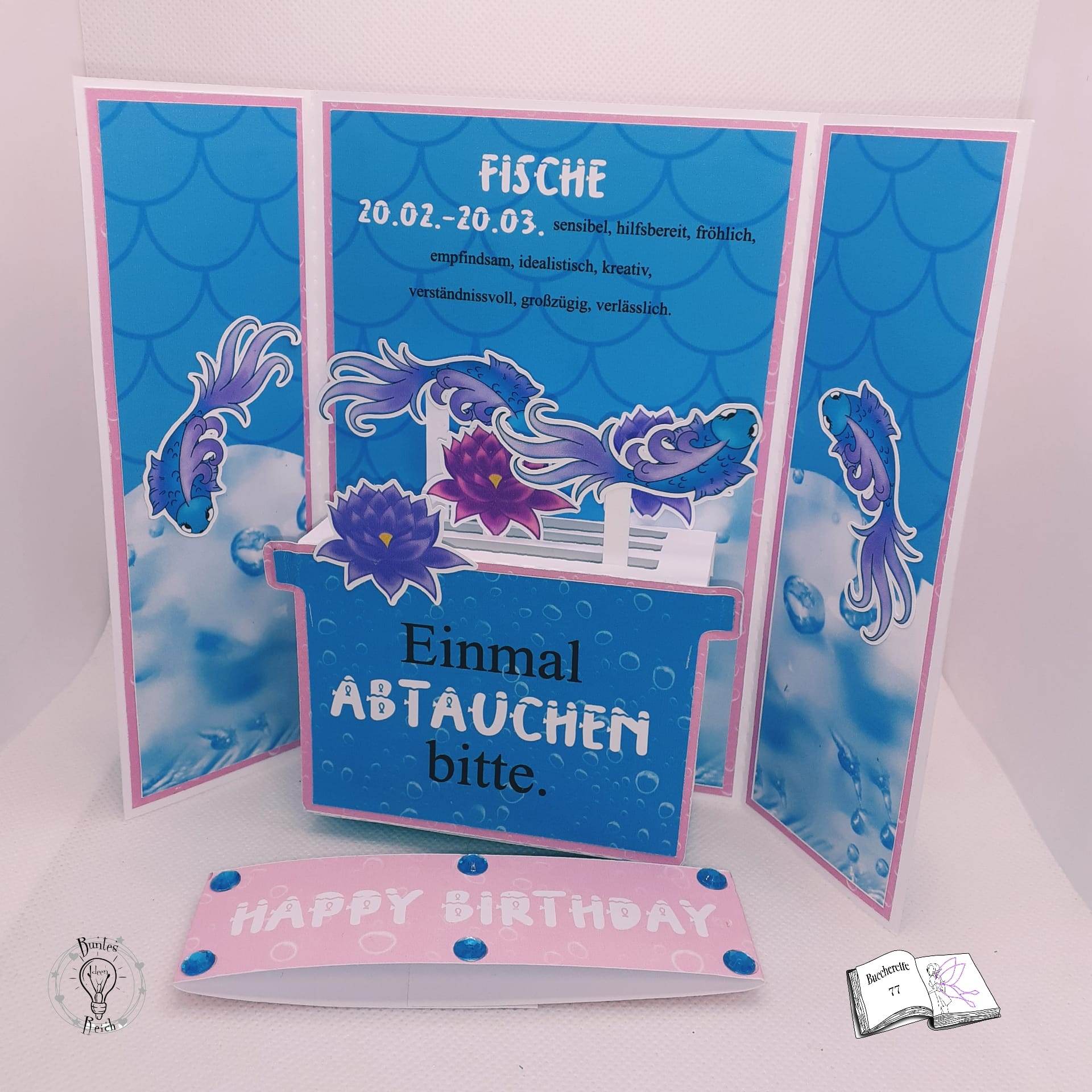 Plotterdatei Fische mit Seerose Sublimation, Digistamp, Digipaper - Sewando