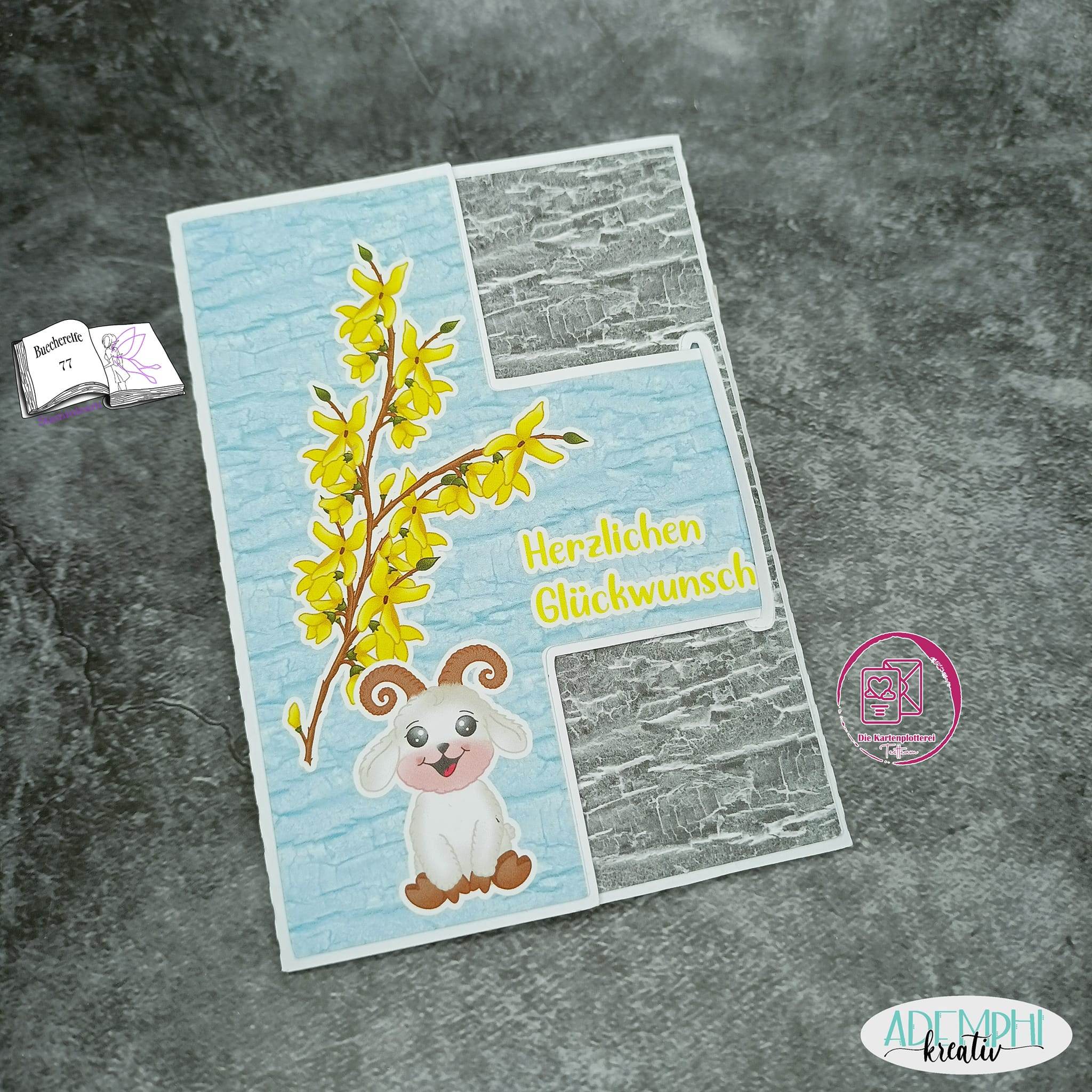 Plotterdatei Widder Willi mit Forsythie Sublimation, Digistamp, Digipaper ! - Sewando