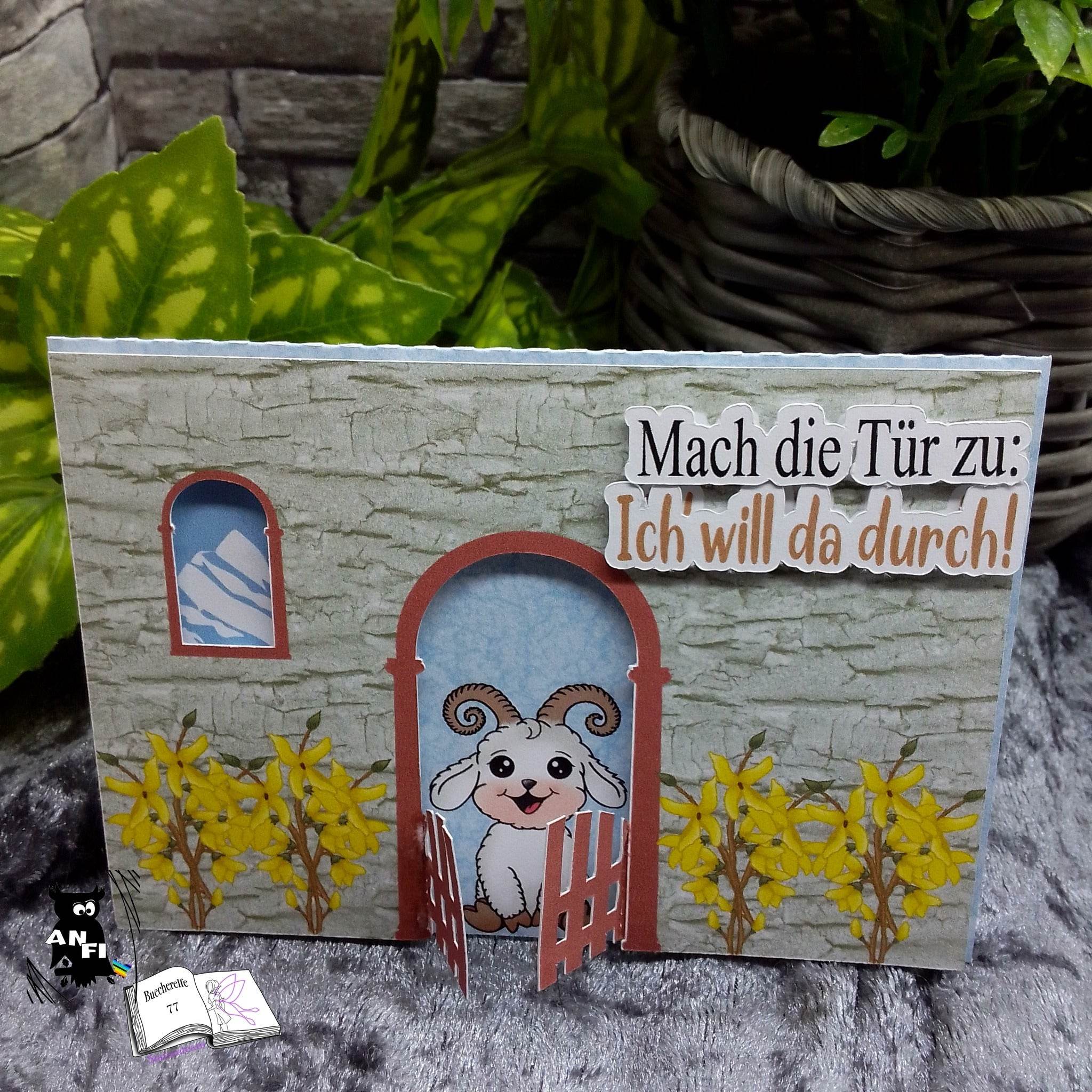 Digiset Widder Willi mit Forsythie Sublimation, Digistamp, Digipaper ! - Sewando