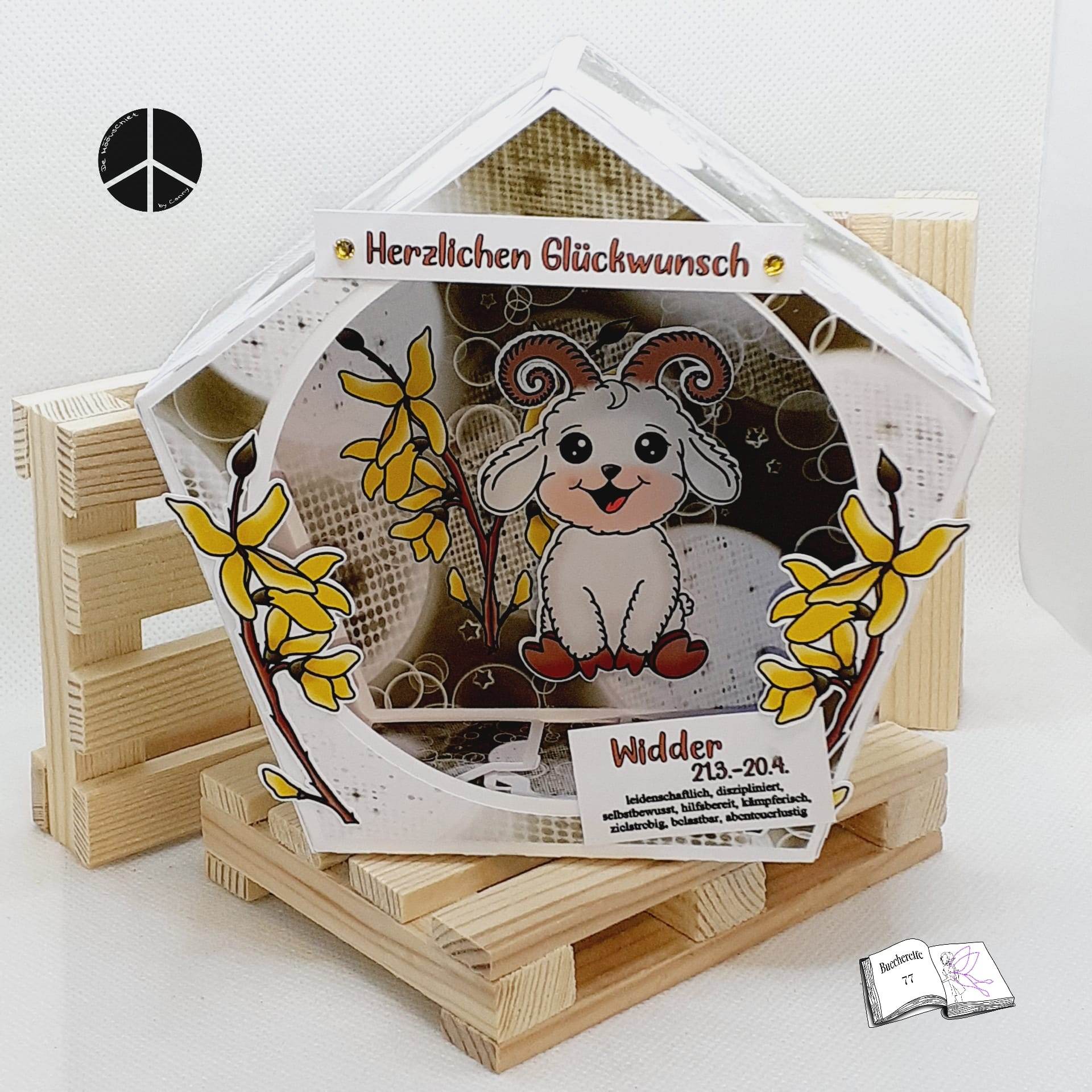 Plotterdatei Widder Willi mit Forsythie Sublimation, Digistamp, Digipaper ! - Sewando
