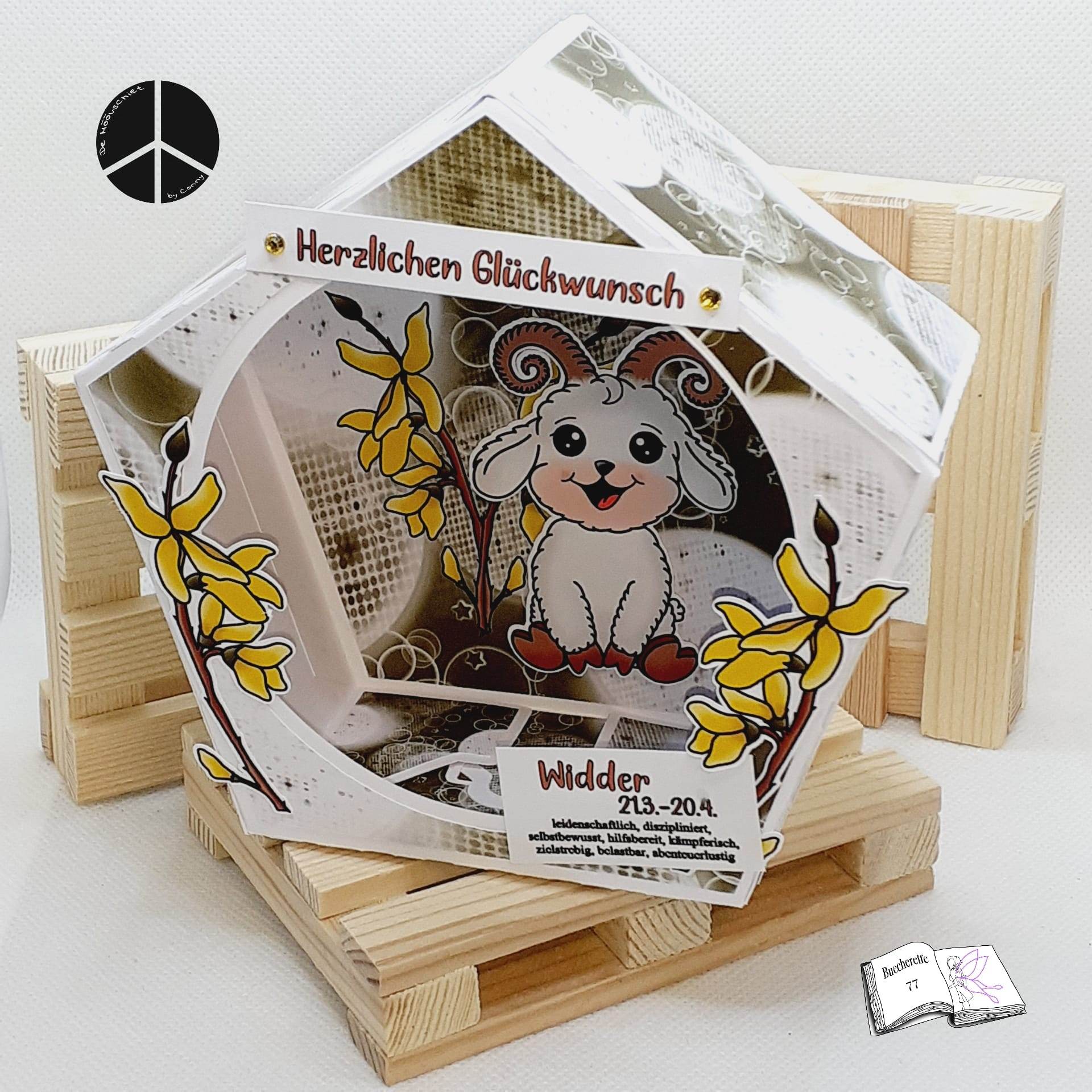 Plotterdatei Widder Willi mit Forsythie Sublimation, Digistamp, Digipaper ! - Sewando