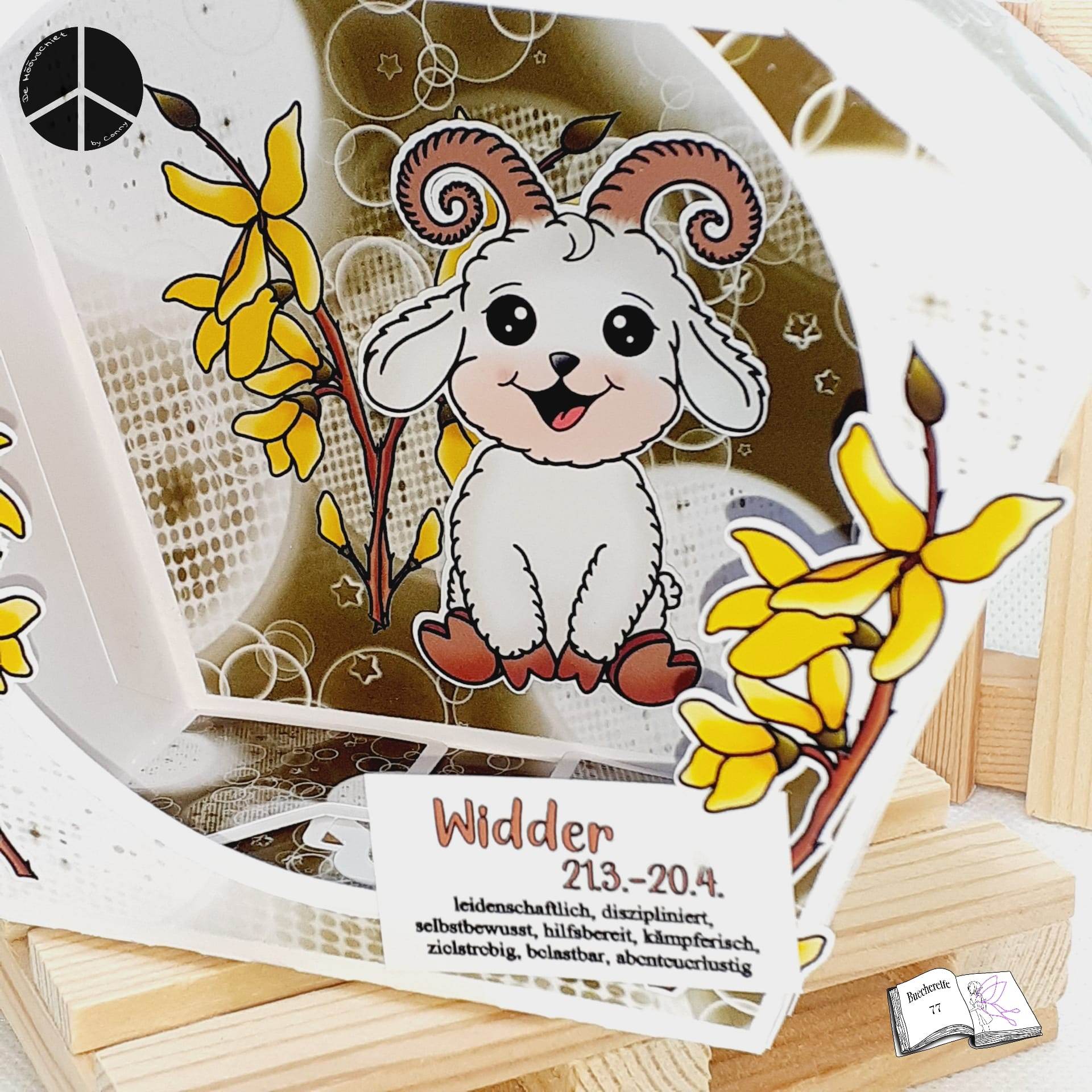 Plotterdatei Widder Willi mit Forsythie Sublimation, Digistamp, Digipaper ! - Sewando