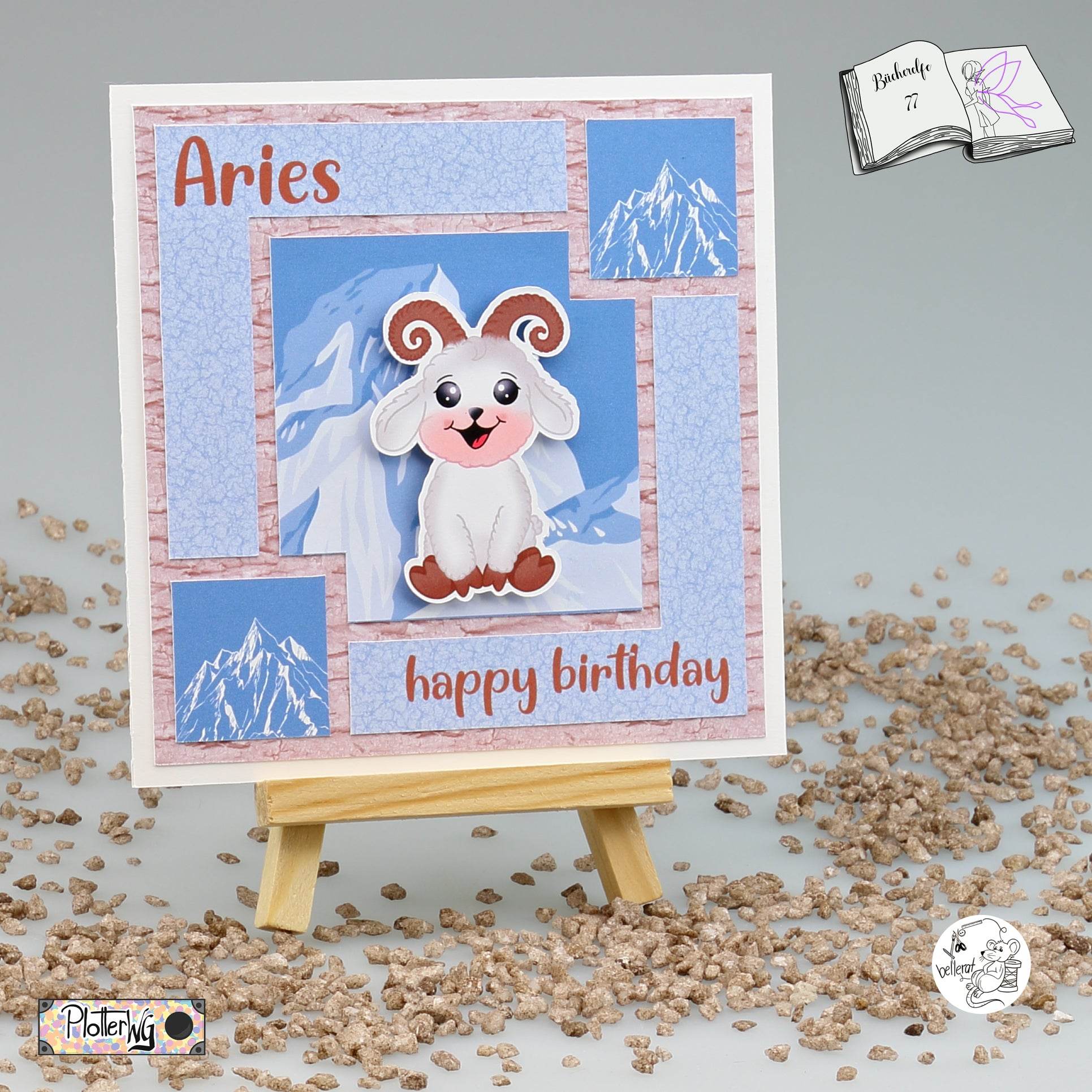 Digiset Widder Willi mit Forsythie Sublimation, Digistamp, Digipaper ! - Sewando