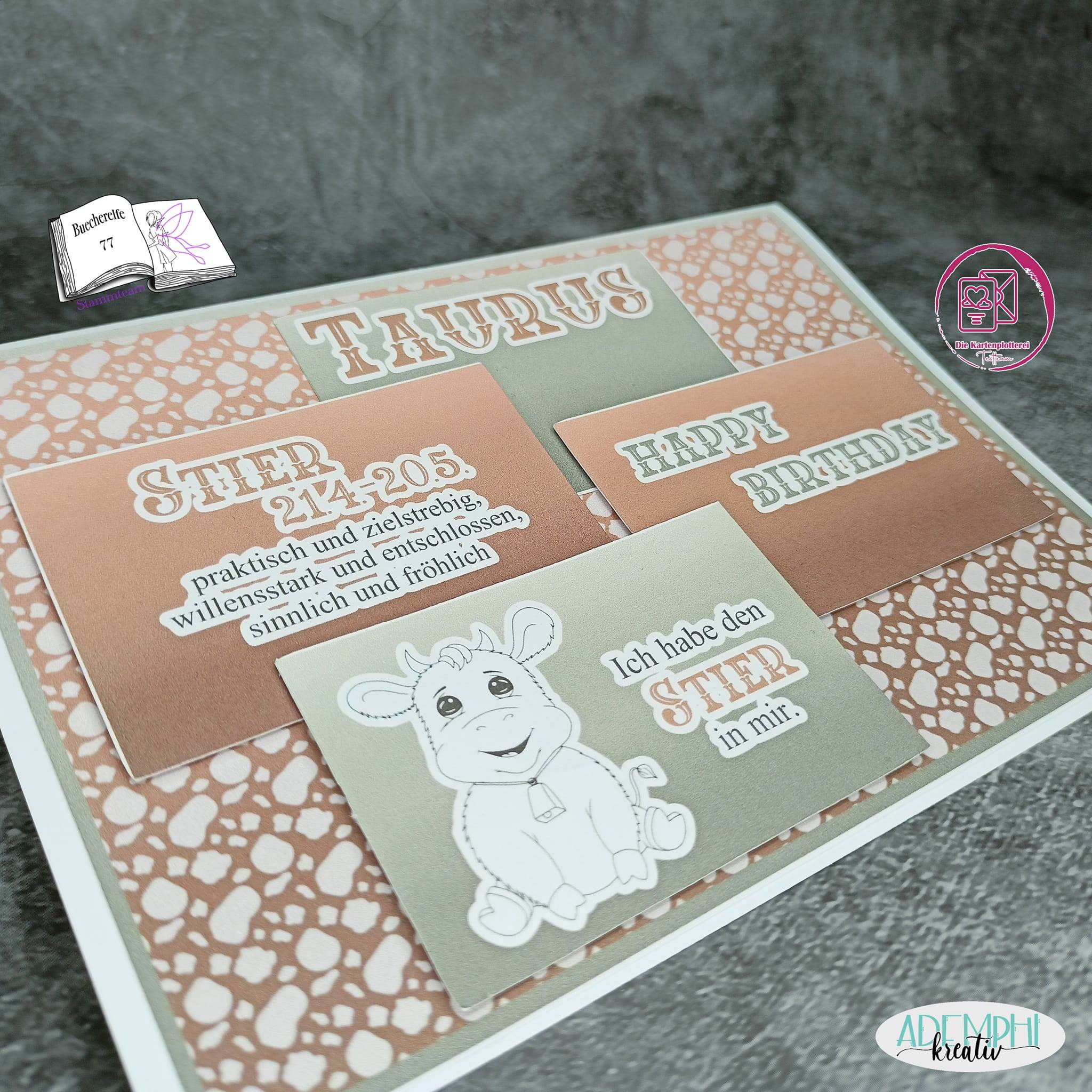 Plotterdatei Stier Hugo mit Maiglöckchen Sublimation, Digistamp, Digipaper ! - Sewando
