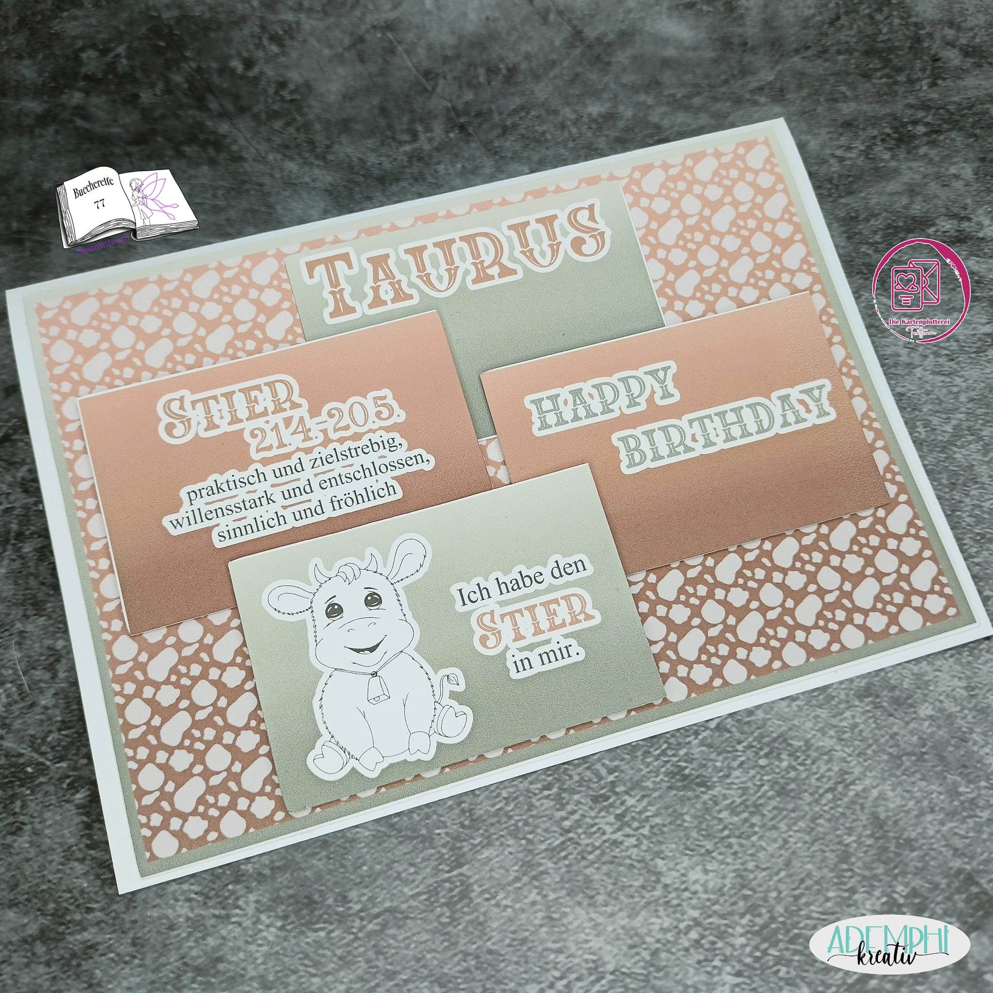 Plotterdatei Stier Hugo mit Maiglöckchen Sublimation, Digistamp, Digipaper ! - Sewando