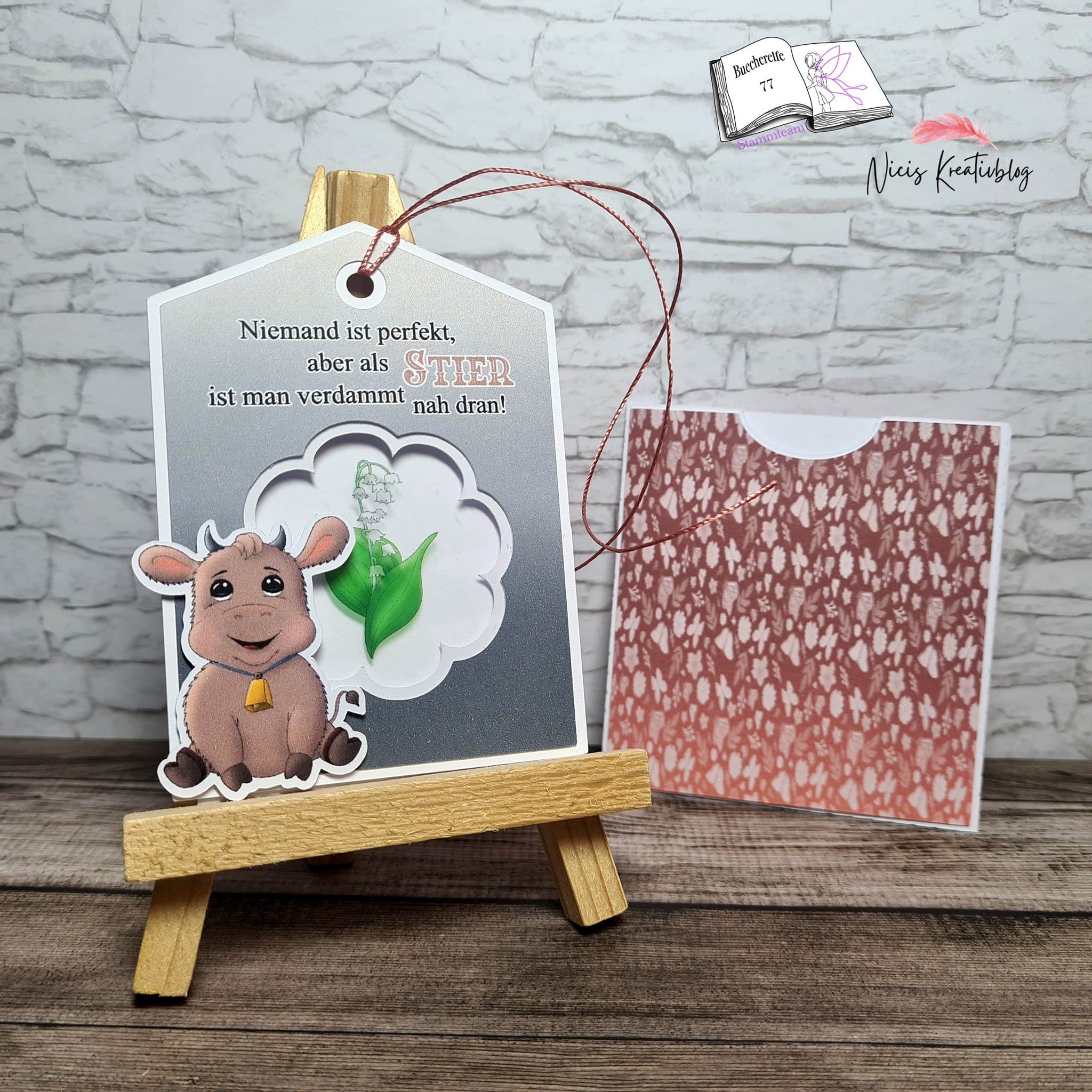 Plotterdatei Stier Hugo mit Maiglöckchen Sublimation, Digistamp, Digipaper ! - Sewando