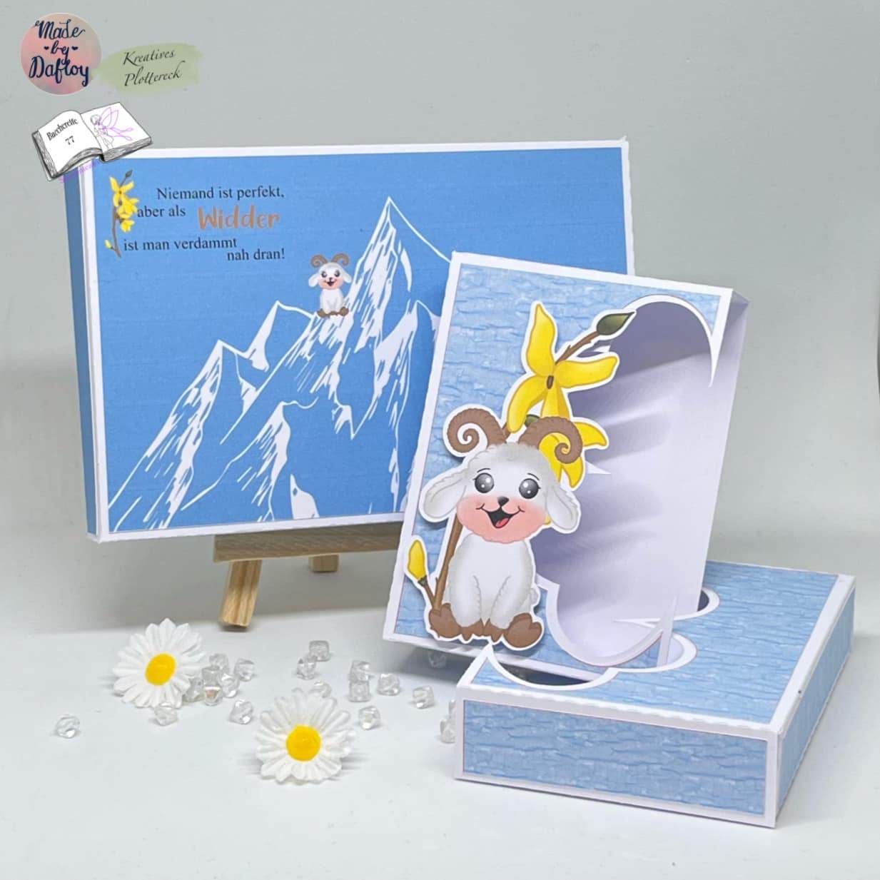 Plotterdatei Widder Willi mit Forsythie Sublimation, Digistamp, Digipaper ! - Sewando