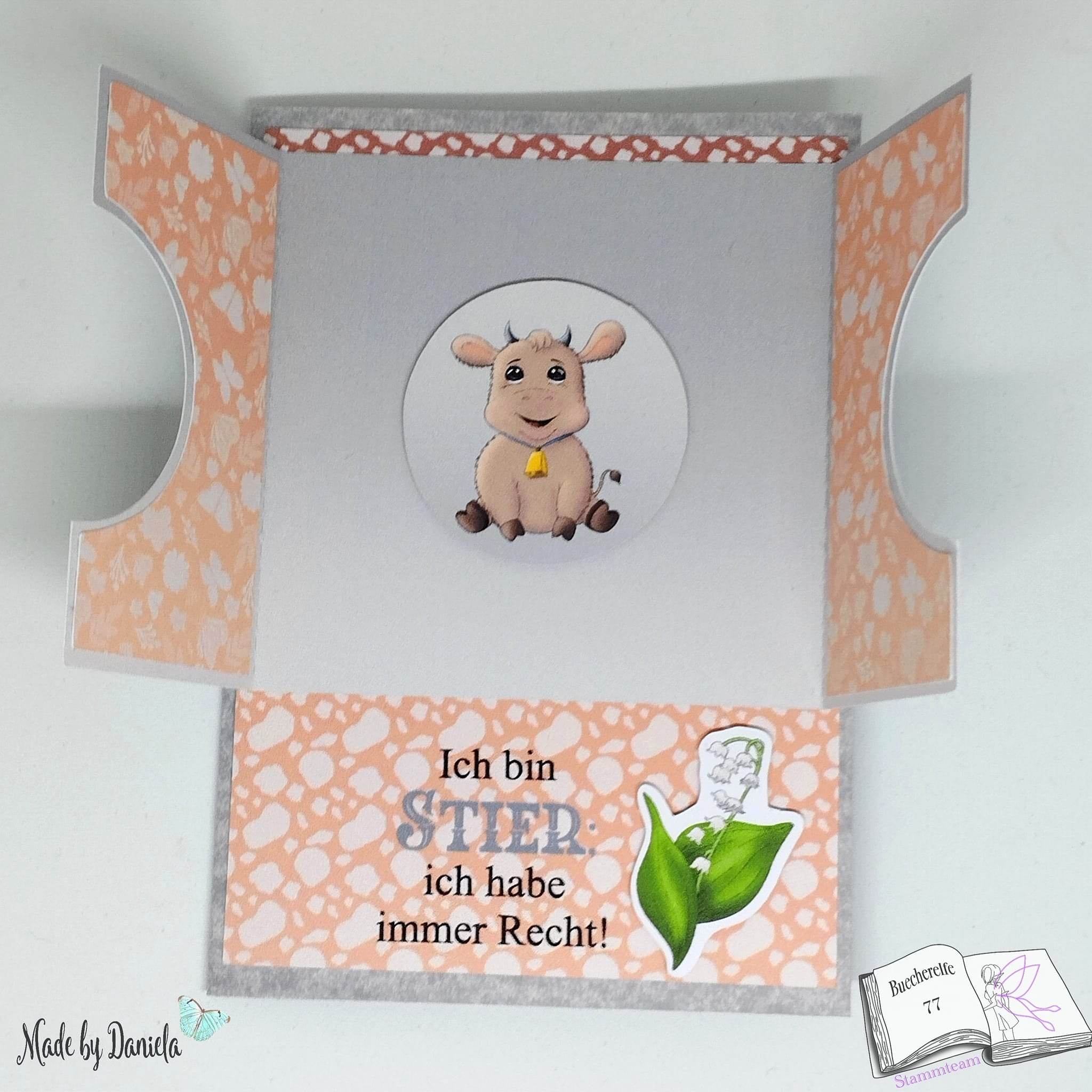 Plotterdatei Stier Hugo mit Maiglöckchen Sublimation, Digistamp, Digipaper ! - Sewando
