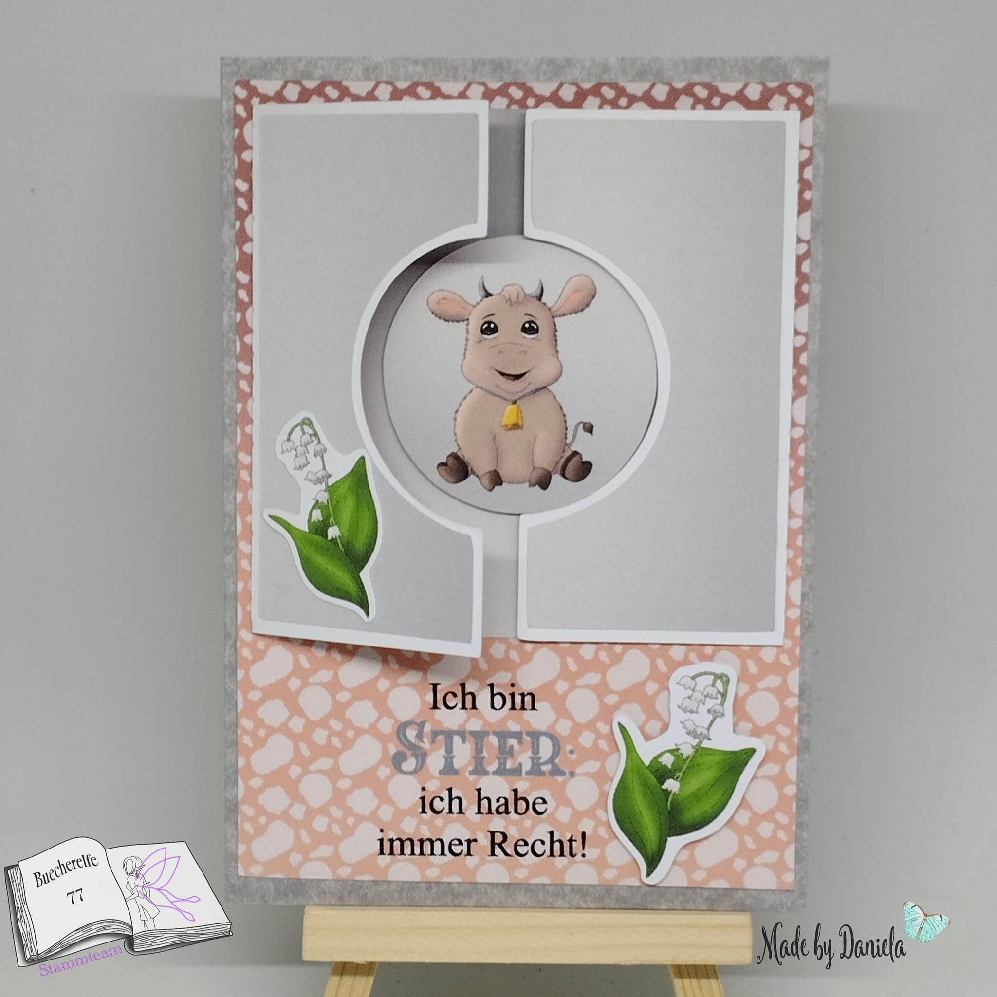 Plotterdatei Stier Hugo mit Maiglöckchen Sublimation, Digistamp, Digipaper ! - Sewando
