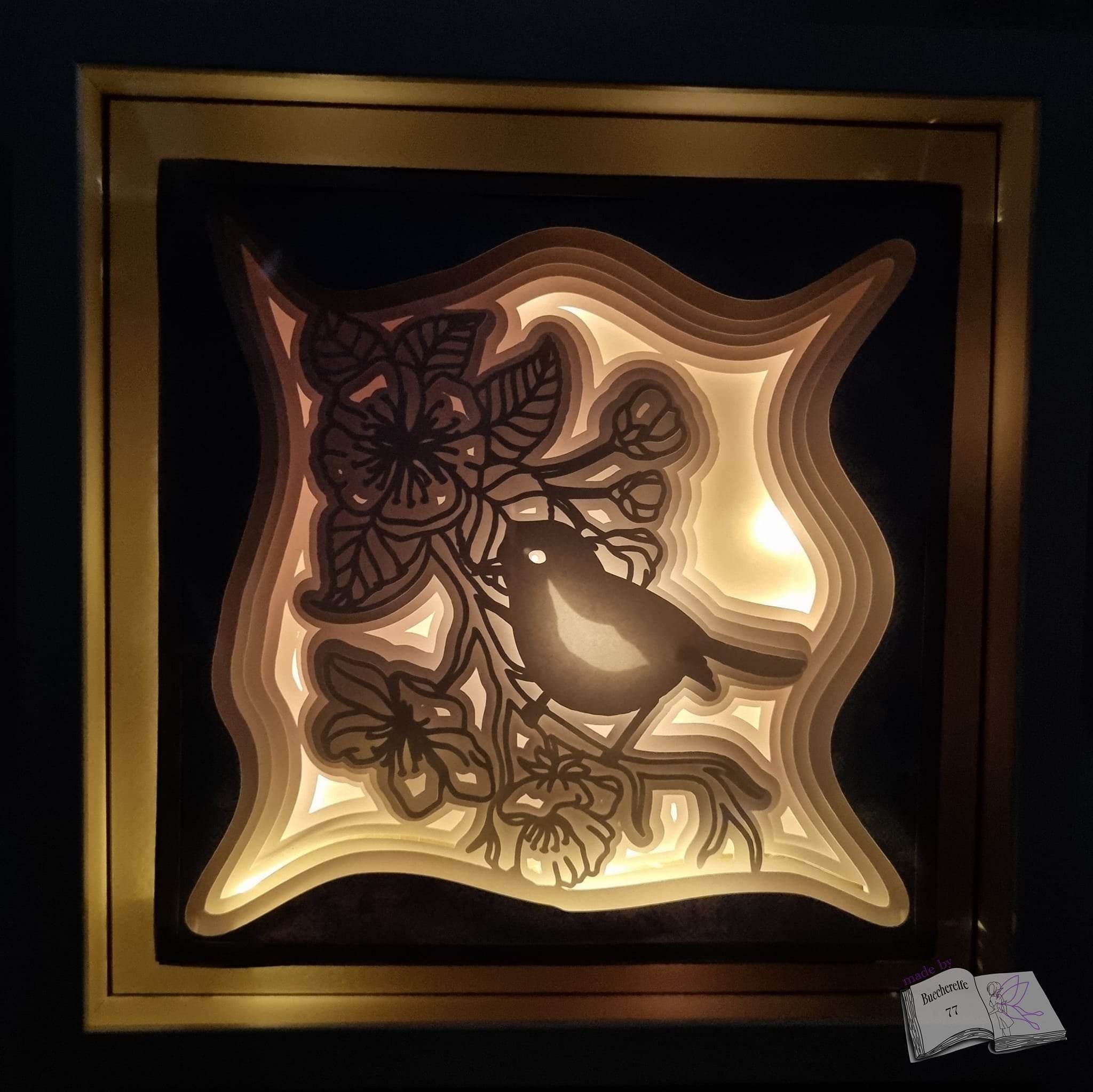 Shadow Box Ast mit Vogel Plotterdatei, Laserdatei, Basteln - Sewando