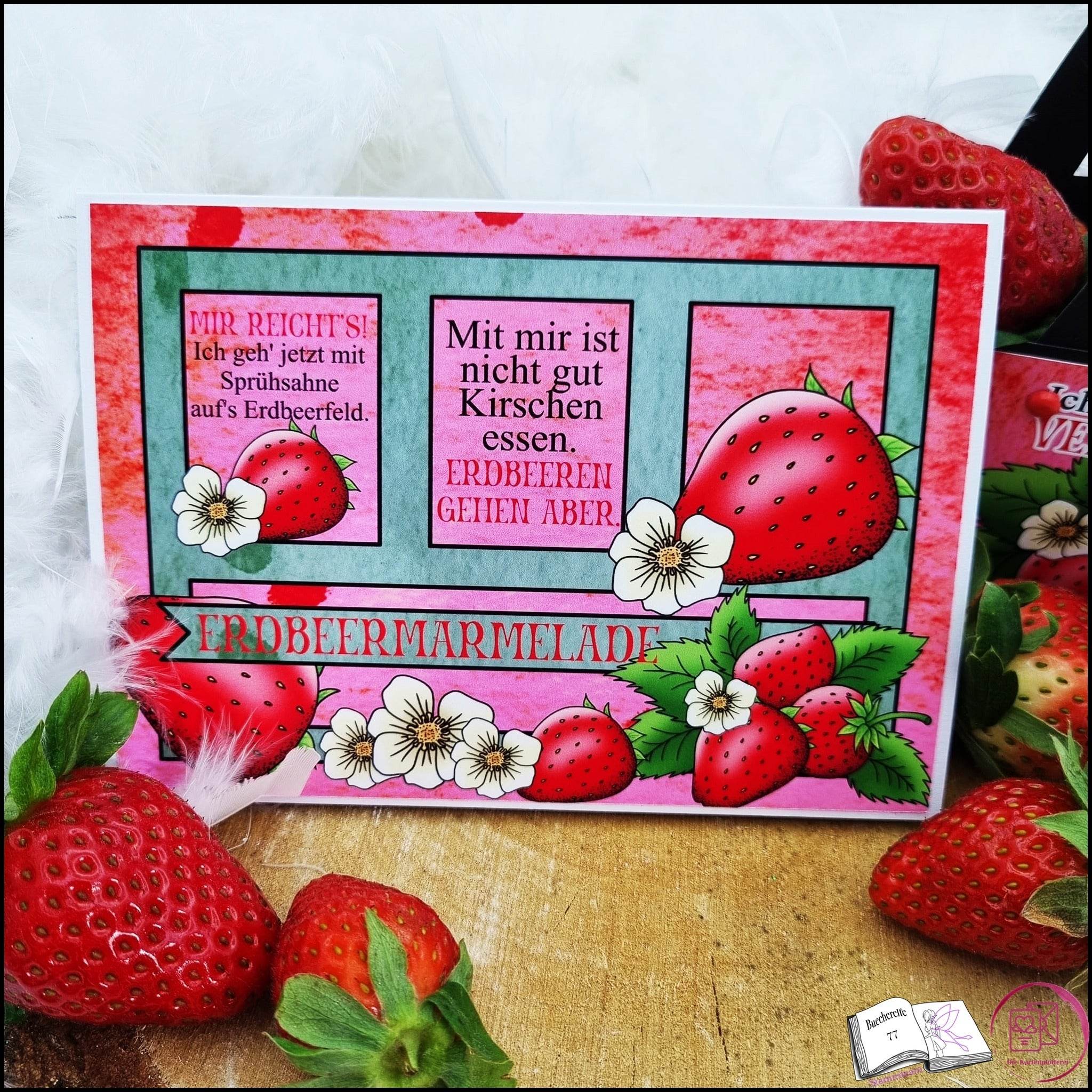 Digiset Erdbeere, Digistamp, Digipaper, Plotterdatei, Sublimation, Druck - Sewando