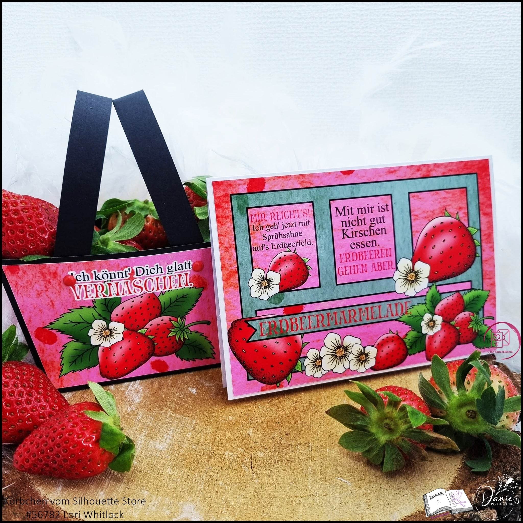 Digiset Erdbeere, Digistamp, Digipaper, Plotterdatei, Sublimation, Druck - Sewando