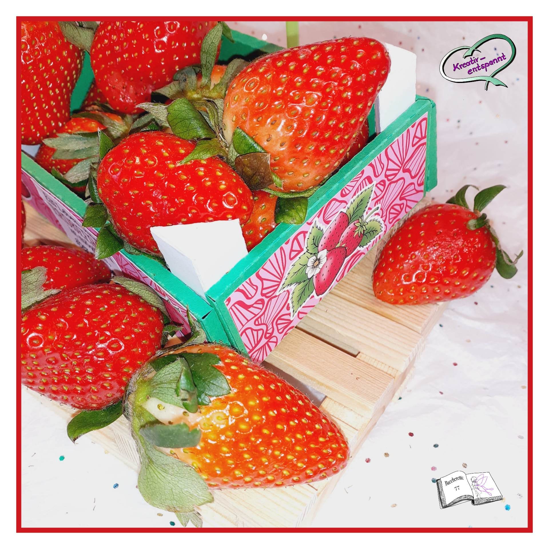 Digiset Erdbeere, Digistamp, Digipaper, Plotterdatei, Sublimation, Druck - Sewando