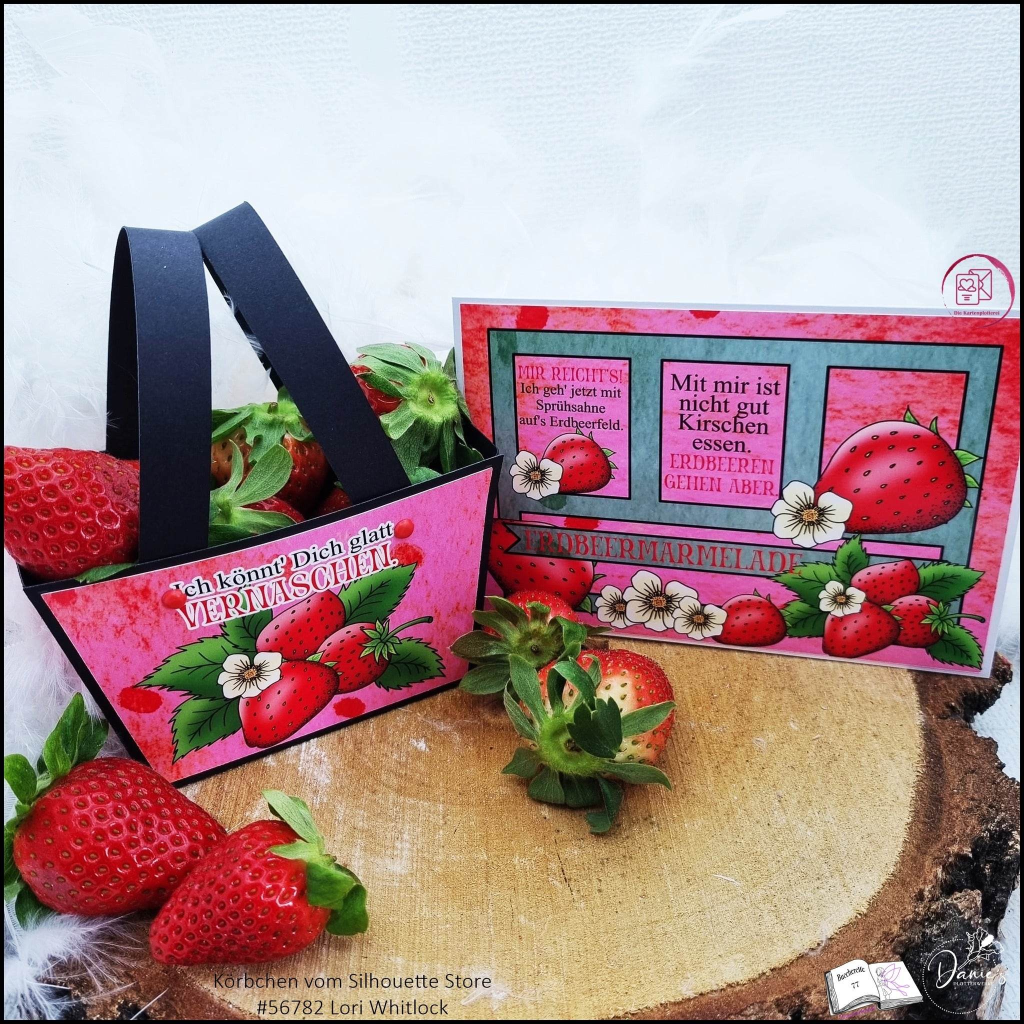 Digiset Erdbeere, Digistamp, Digipaper, Plotterdatei, Sublimation, Druck - Sewando
