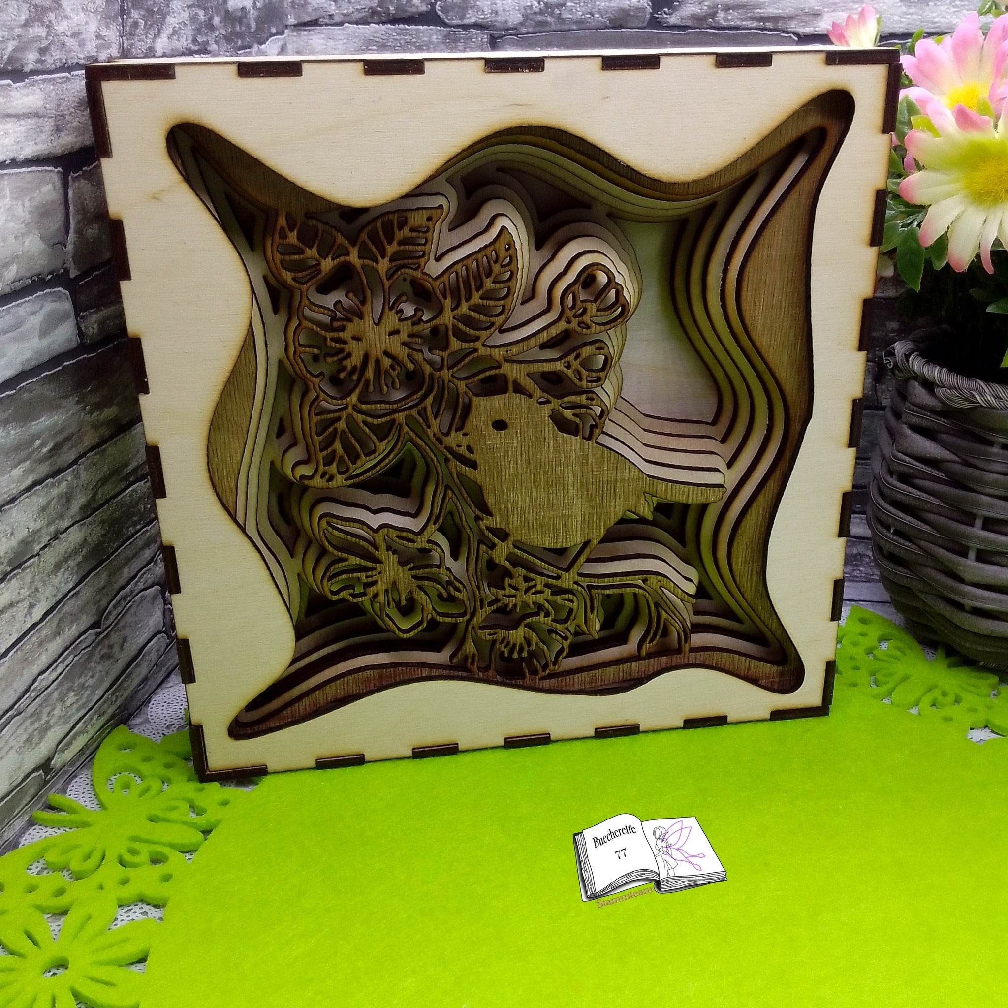 Shadow Box Ast mit Vogel Plotterdatei, Laserdatei, Basteln - Sewando