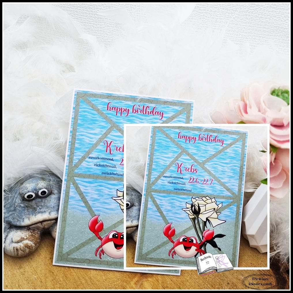 Digiset Karl der Krebs mit Rose Plotterdatei, Sublimation, Digistamp, Digipaper - Sewando
