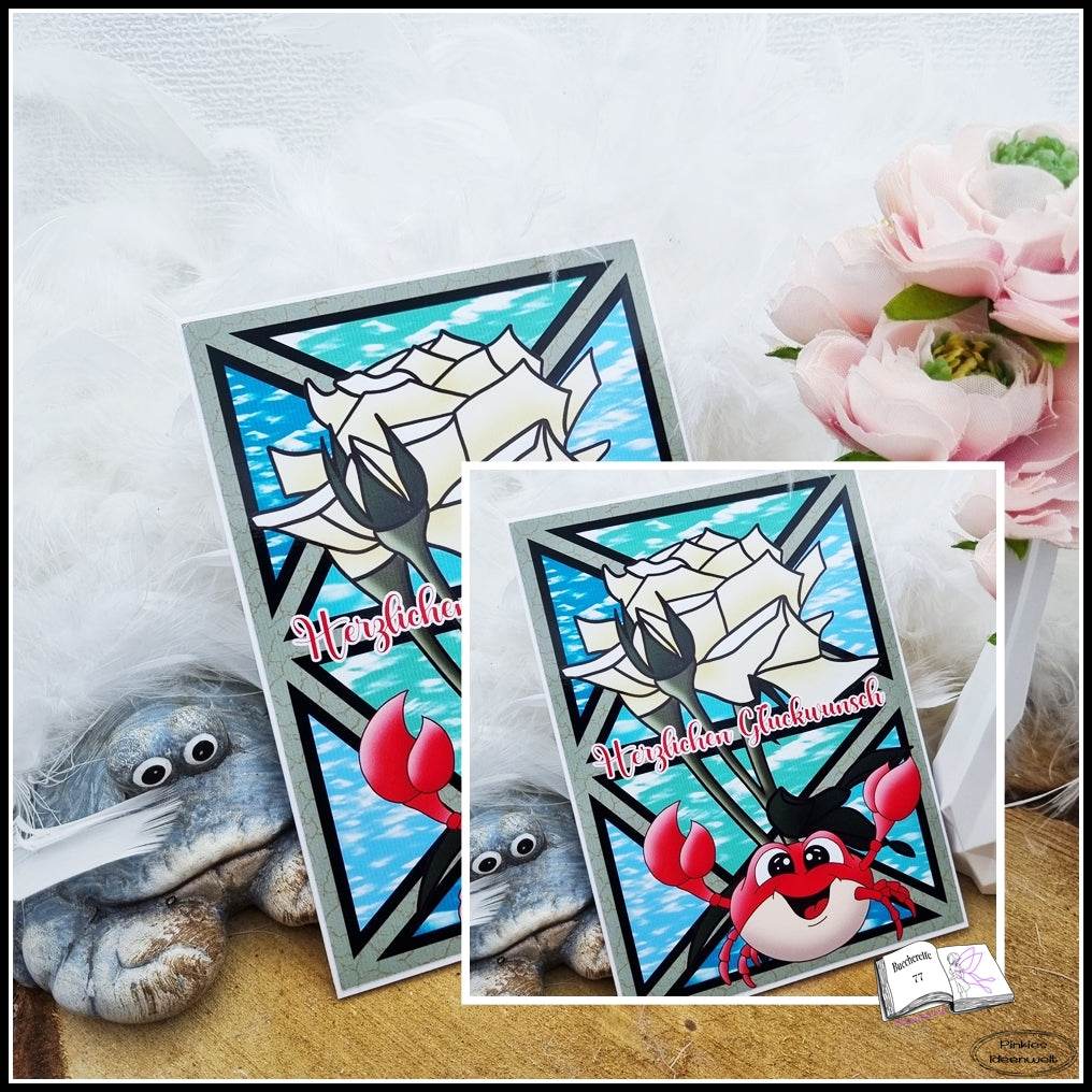 Digiset Karl der Krebs mit Rose Plotterdatei, Sublimation, Digistamp, Digipaper - Sewando